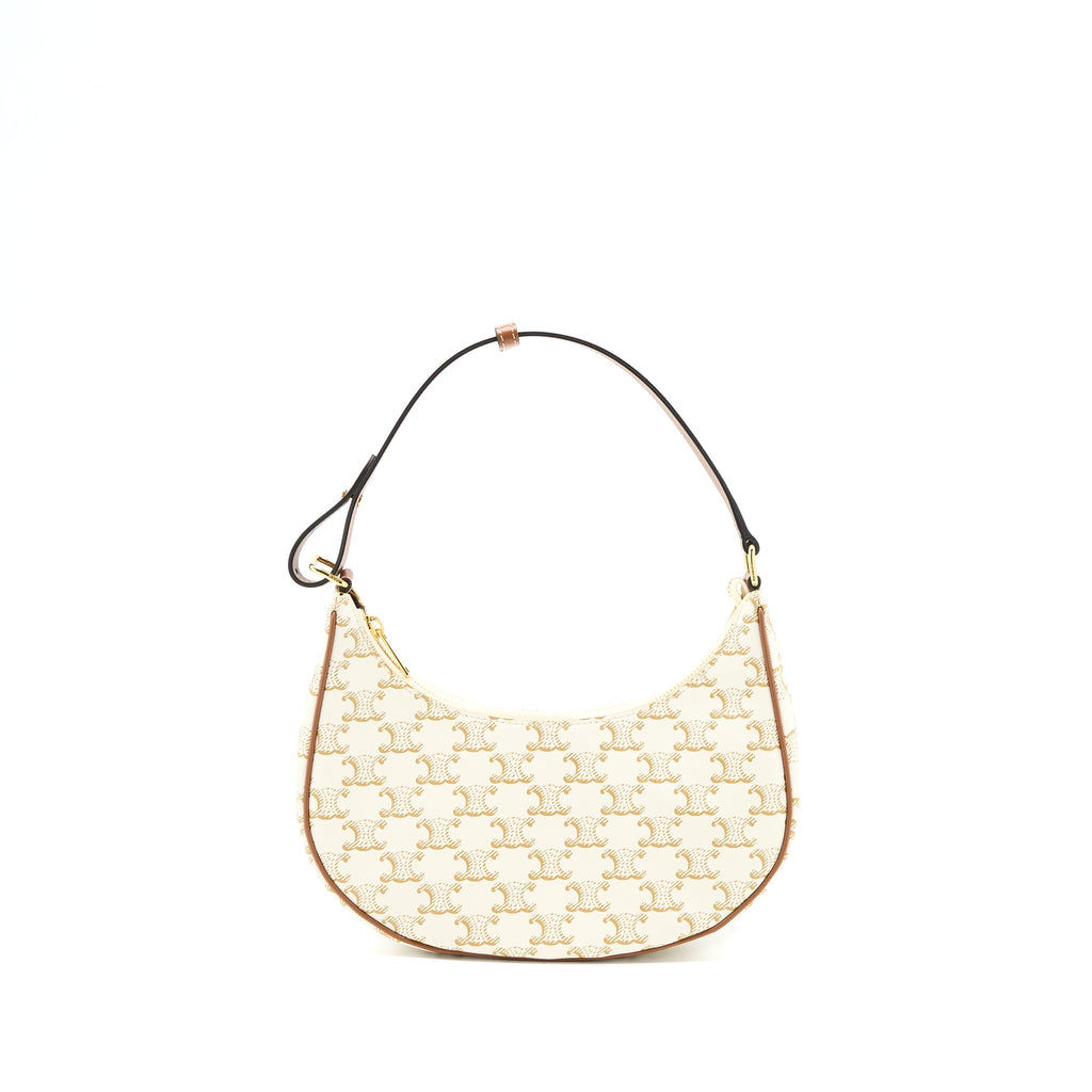 CELINE AVA BAG IN TRIOMPHE CANVAS/CALFSKIN WHITE GHW