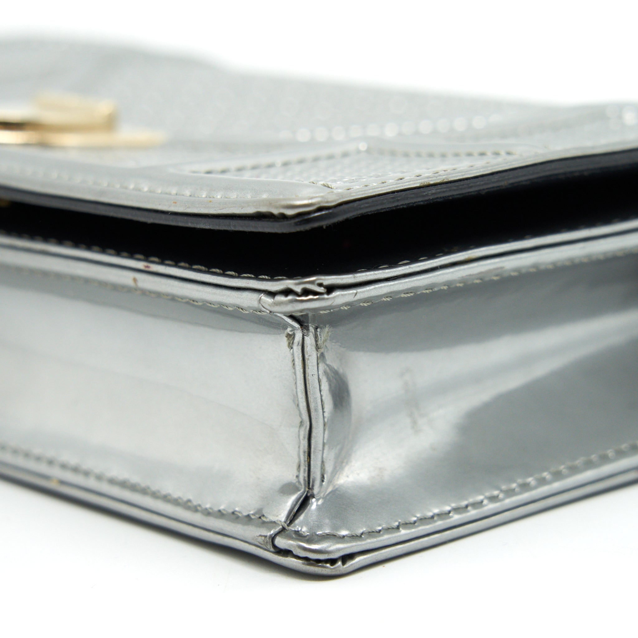 DIOR DIORAMA WALLET ON CHAIN METALLIC SILVER GHW
