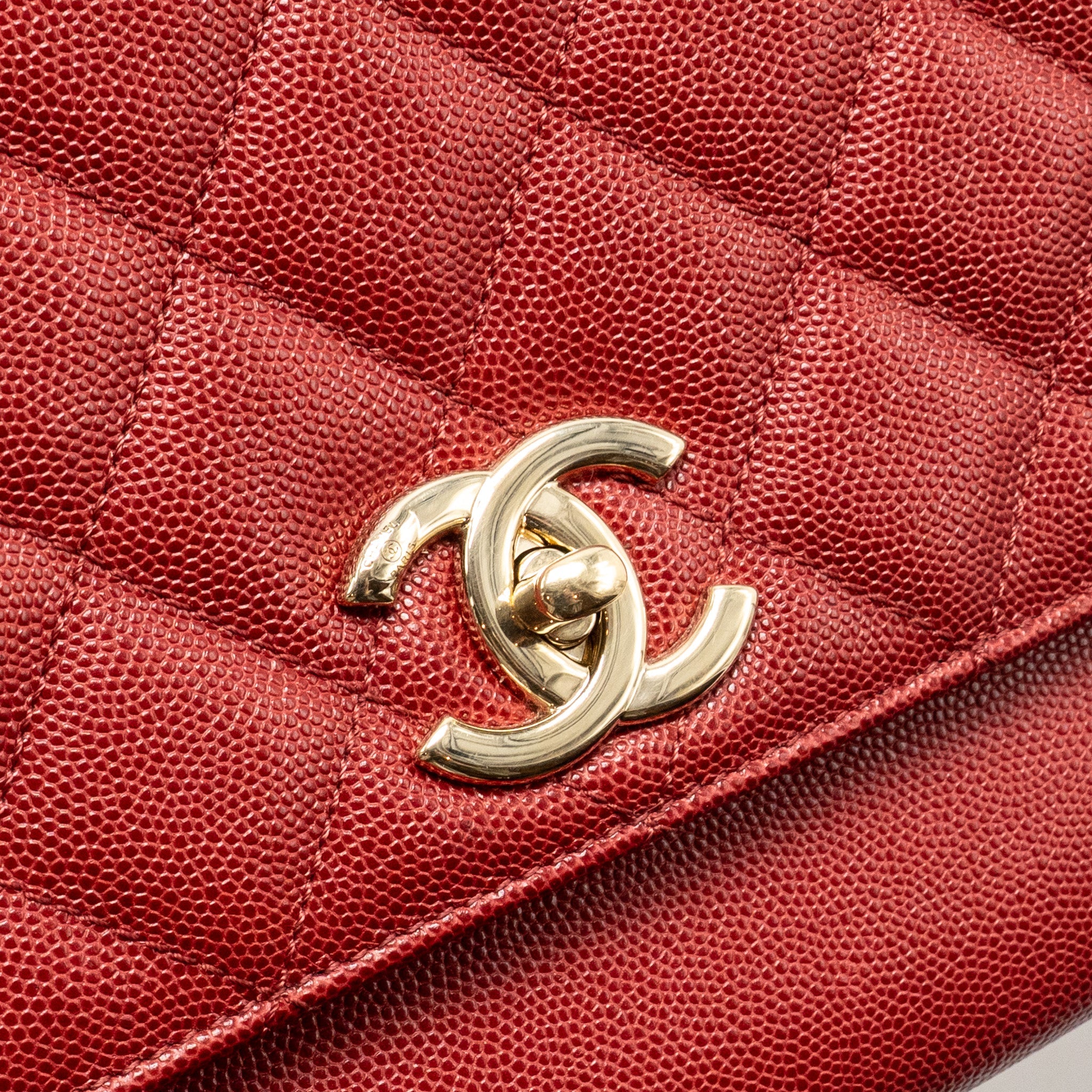 CHANEL LARGE BUSINESS AFFINITY CAVIAR RED LGHW
