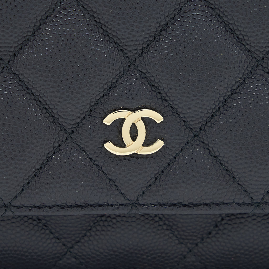 CHANEL CLASSIC WALLET ON CHAIN CAVIAR NAVY BLUE LGHW