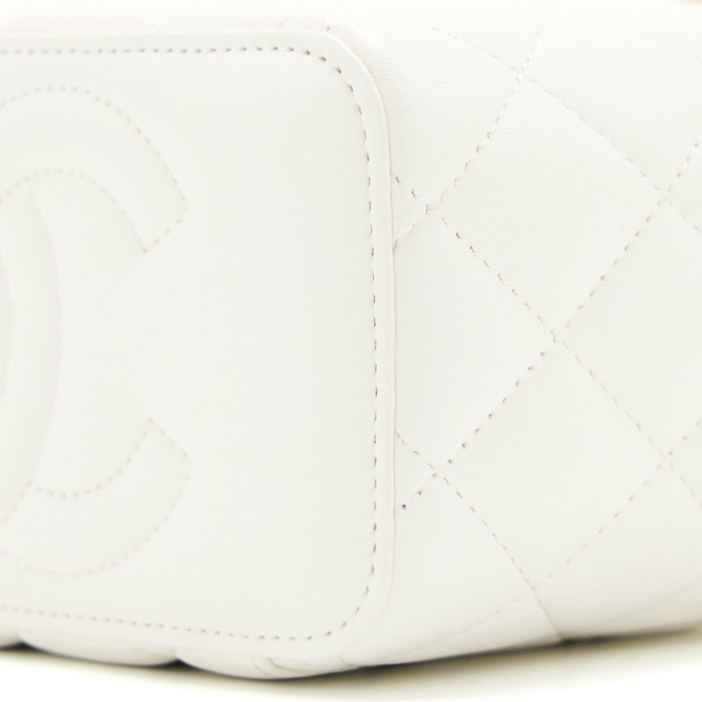 CHANEL LONG VANITY WITH COCO LETTER CHAIN LAMBSKIN WHITE GHW