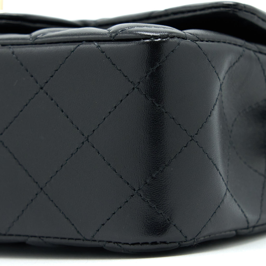 CHANEL CLASSIC MINI RECTANGULAR FLAP BAG LAMBSKIN BLACK LGHW (MICROCHIP)