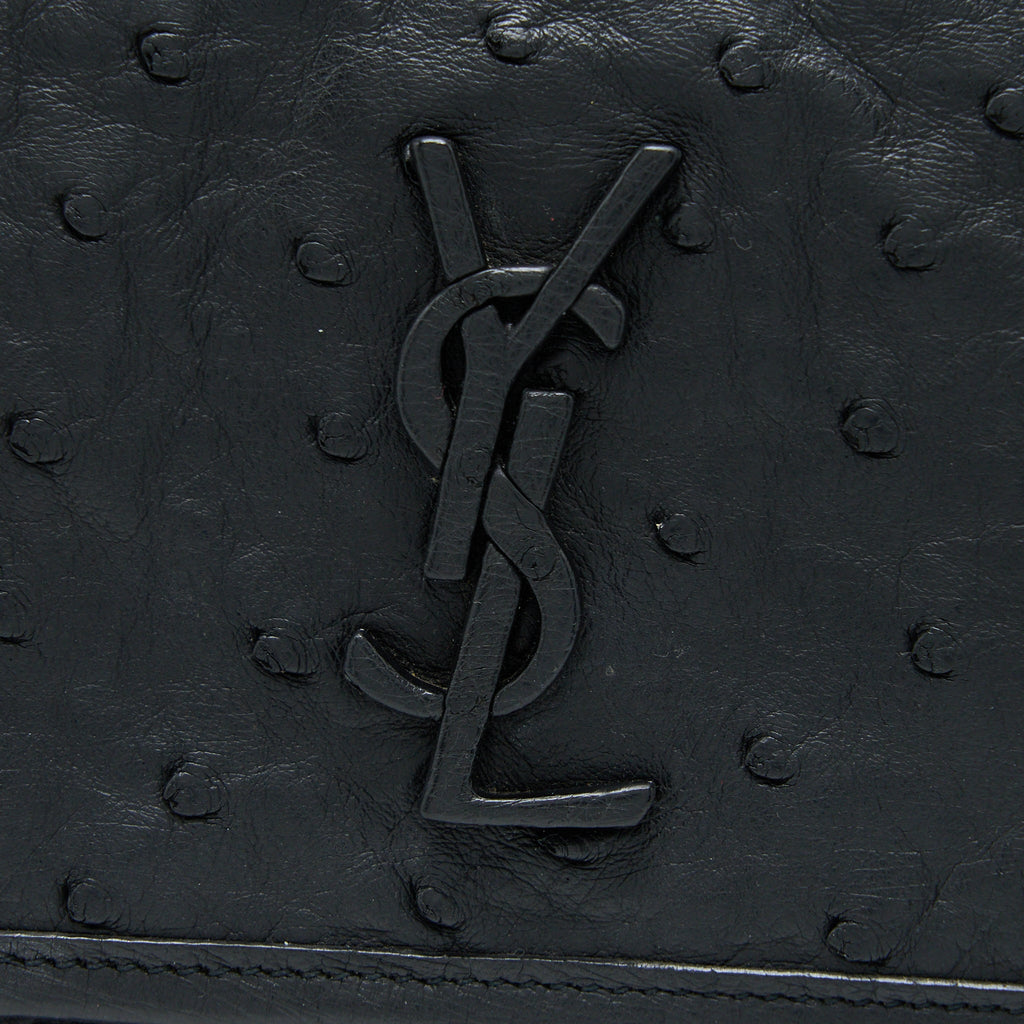 SAINT LAURENT NIKI BABY OSTRICH BLACK GHW