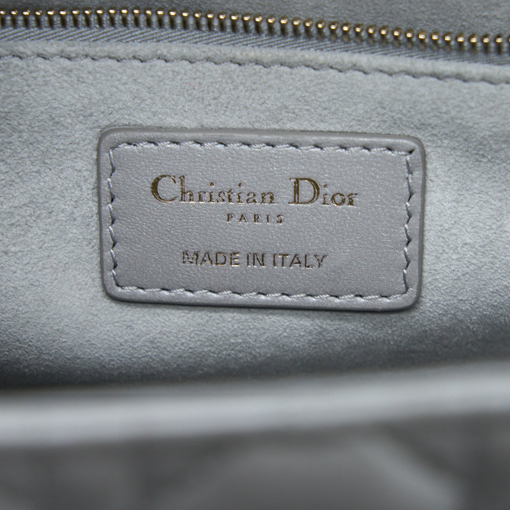 DIOR MEDIUM LADY DIOR LAMBSKIN GREY LGHW