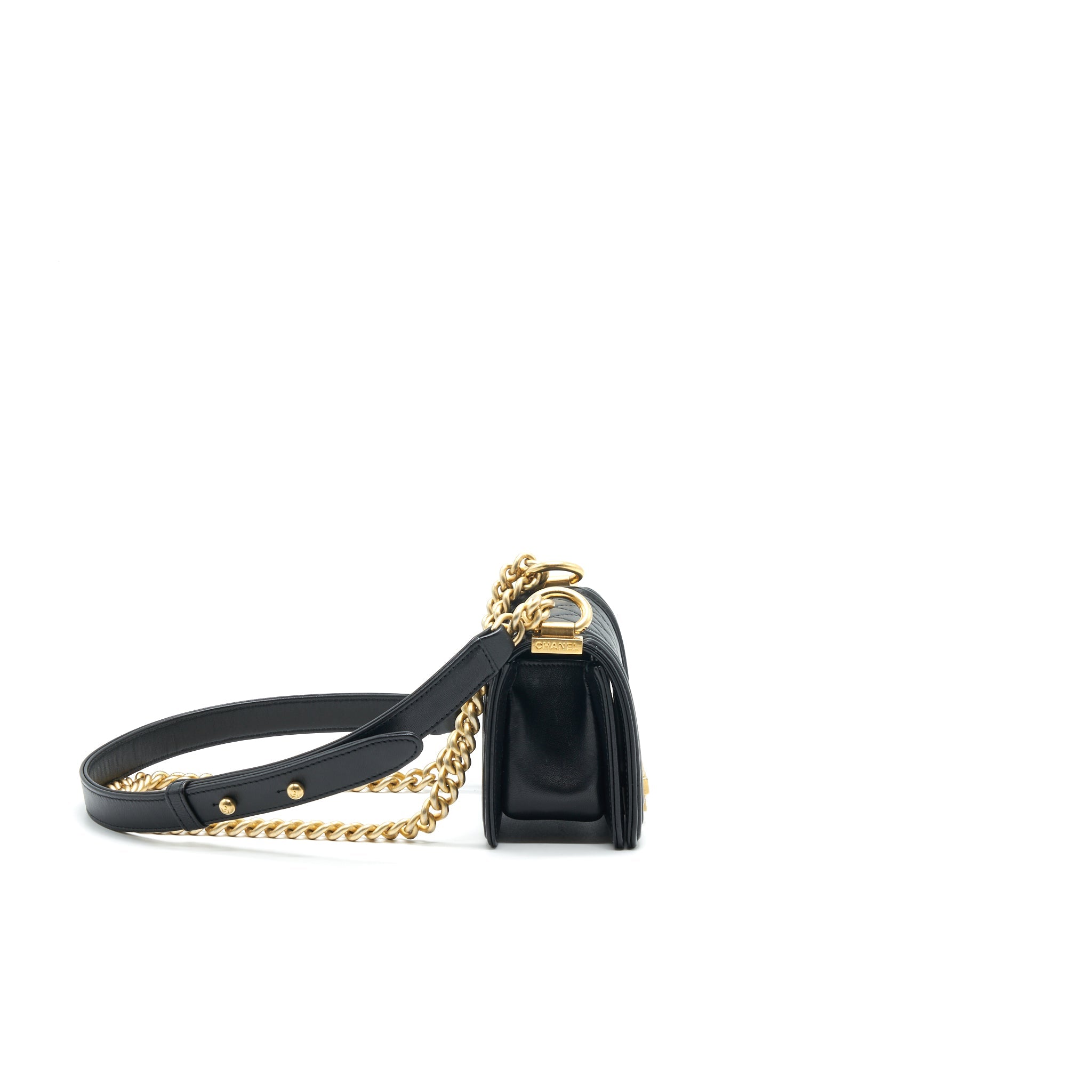 CHANEL BOY EXTRA MINI LAMBSKIN IN BLACK GHW