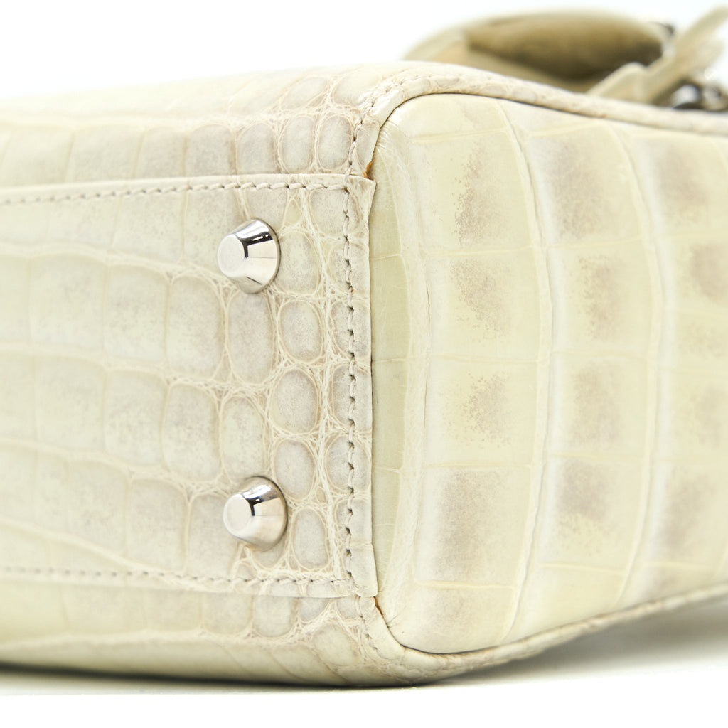 DIOR MINI LADY DIOR HIMALAYAN CROCODILE WHITE SHW