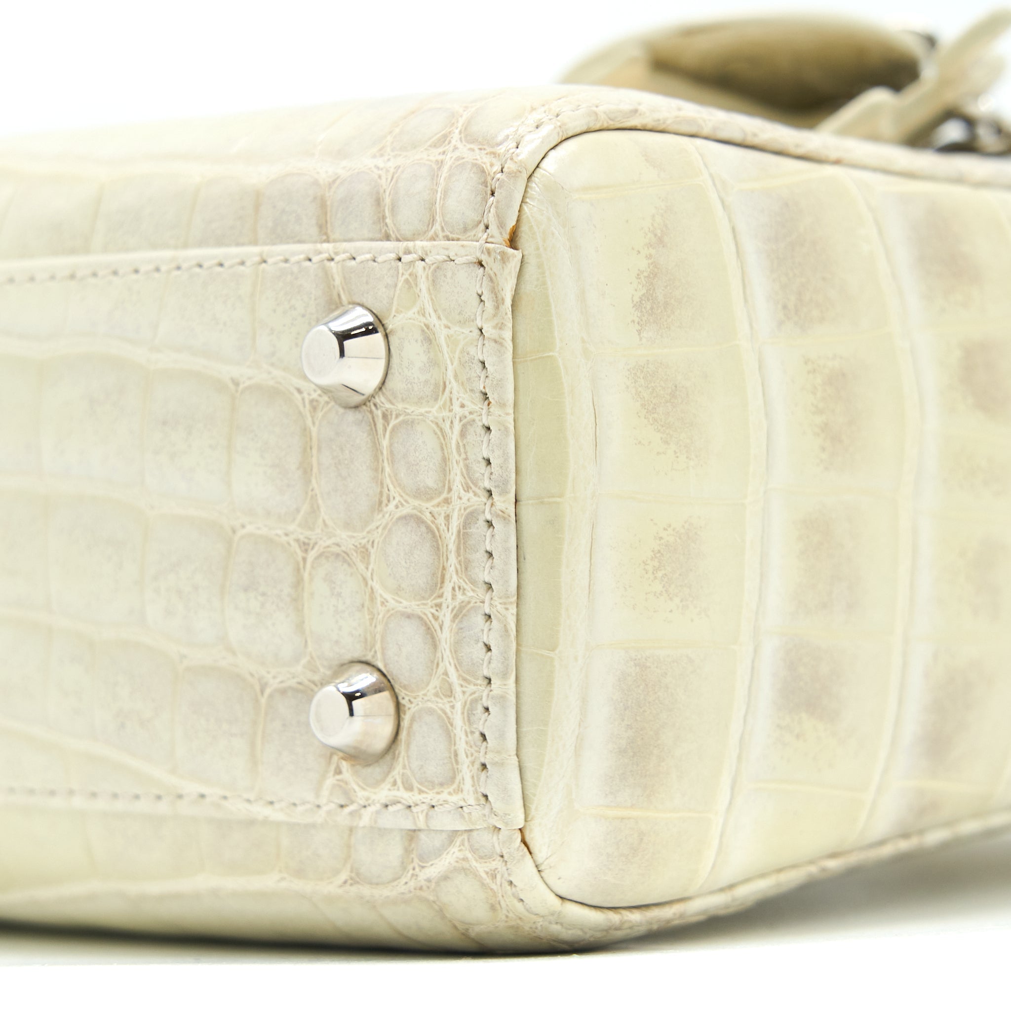 DIOR MINI LADY DIOR HIMALAYAN CROCODILE WHITE SHW