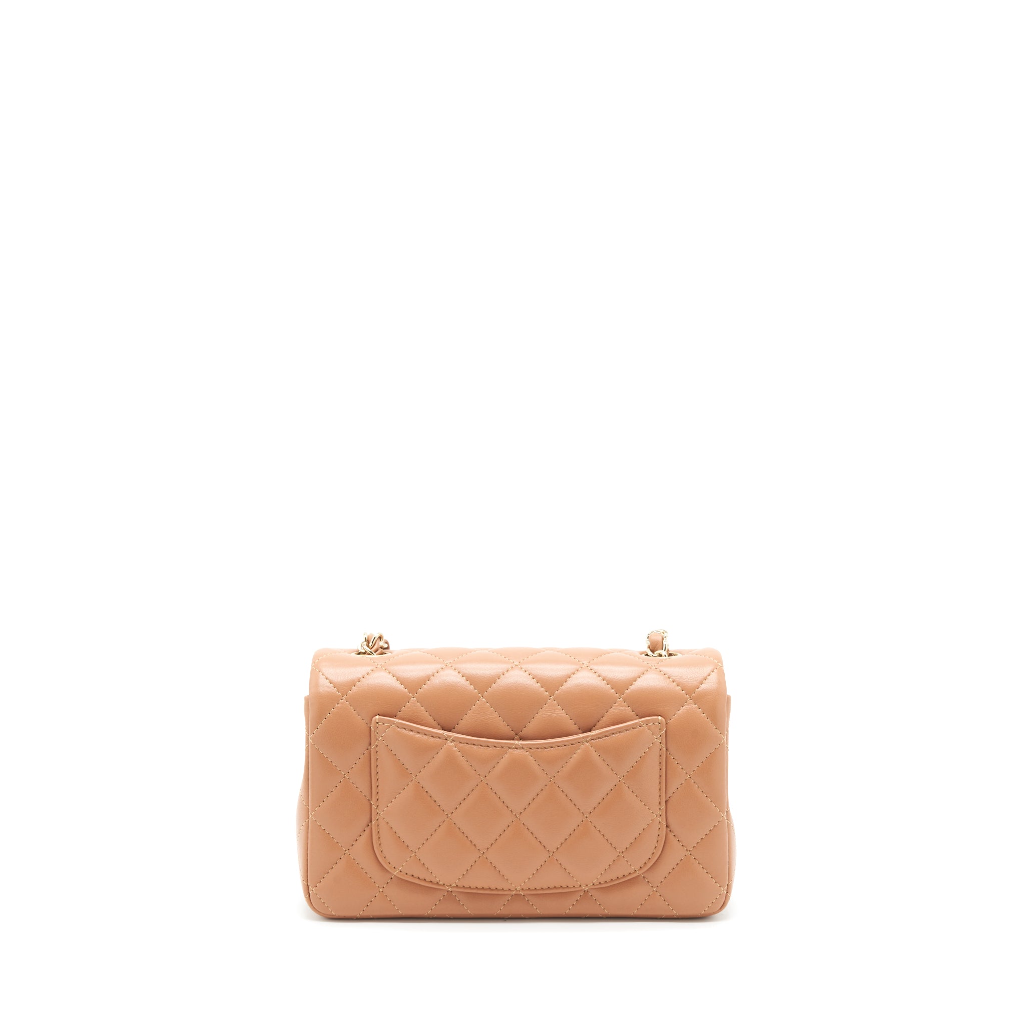 CHANEL MINI RECTANGULAR FLAP BAG LAMBSKIN CARAMEL LGHW