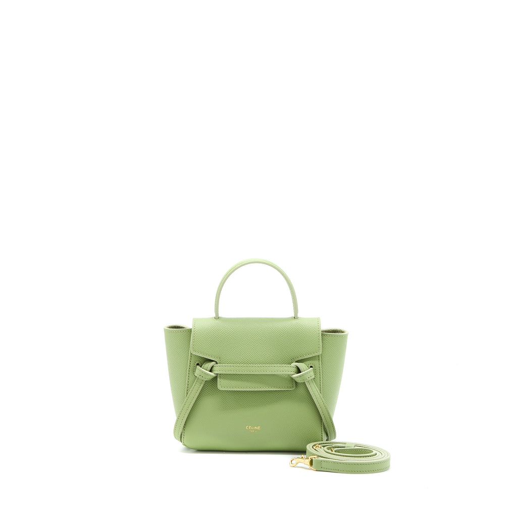 CELINE PICO BELT BAG GRAINED CALFSKIN LIGHT GREEN GHW