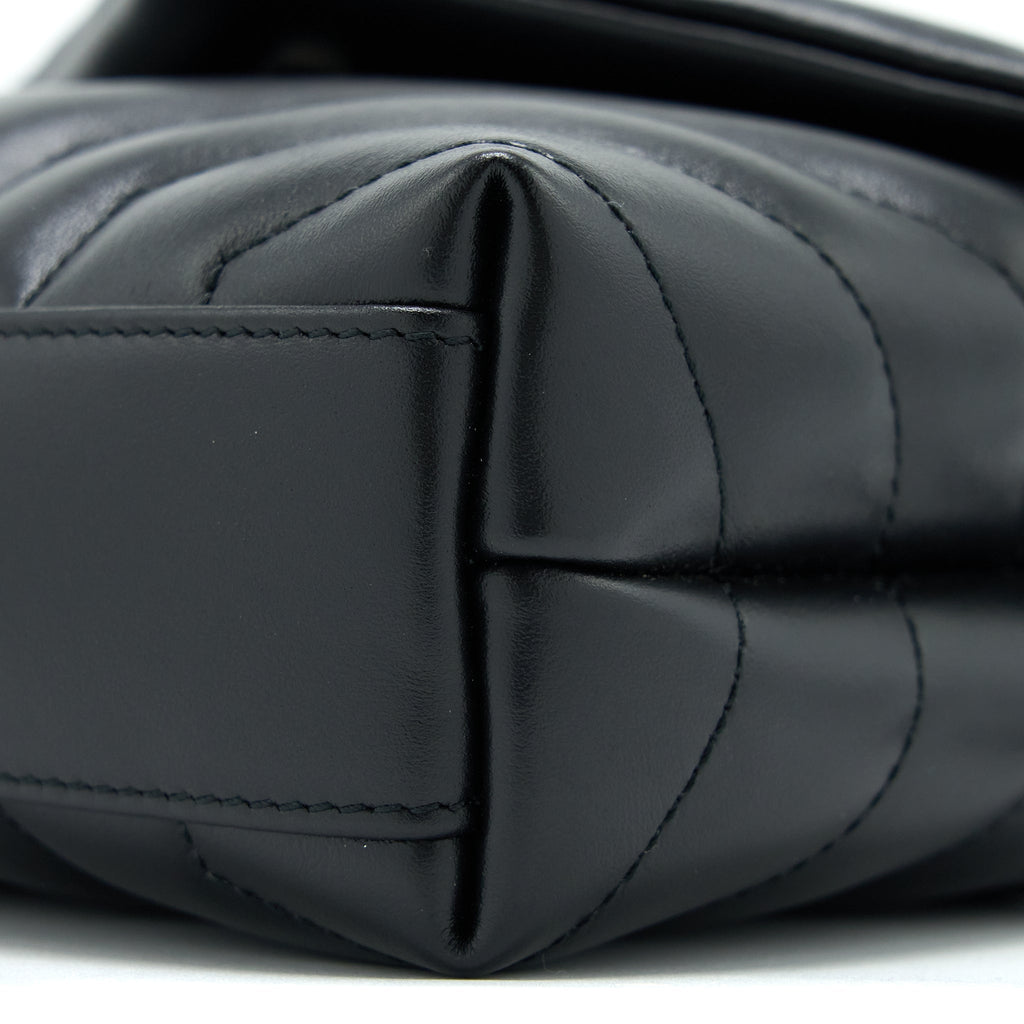 SAINT LAURENT LOULOU TOY STRAP BAG CALFSKIN BLACK WITH BLACK HARDWARE