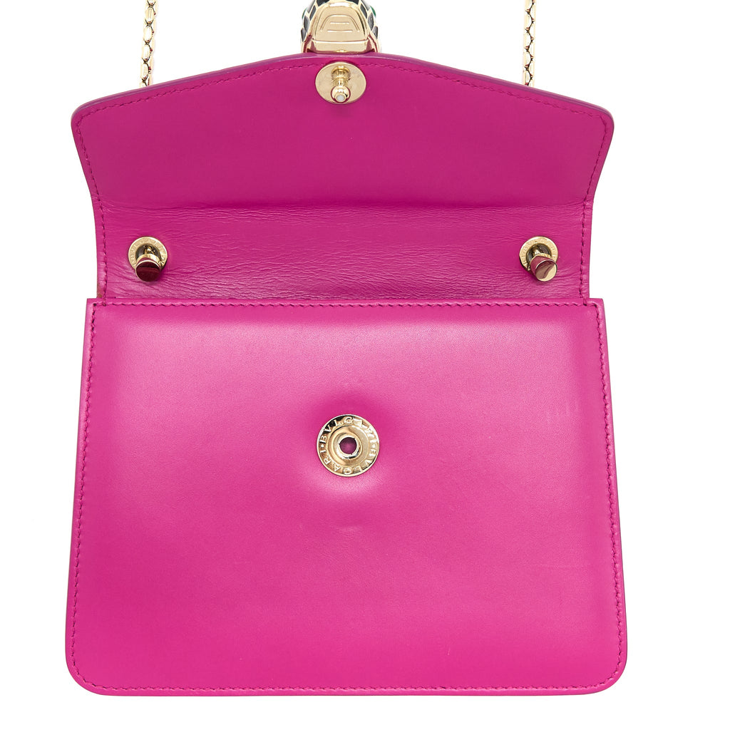 BVLGARI SERPENTI FOREVER BAG CRYSTAL GALUCHAT PINK LGHW