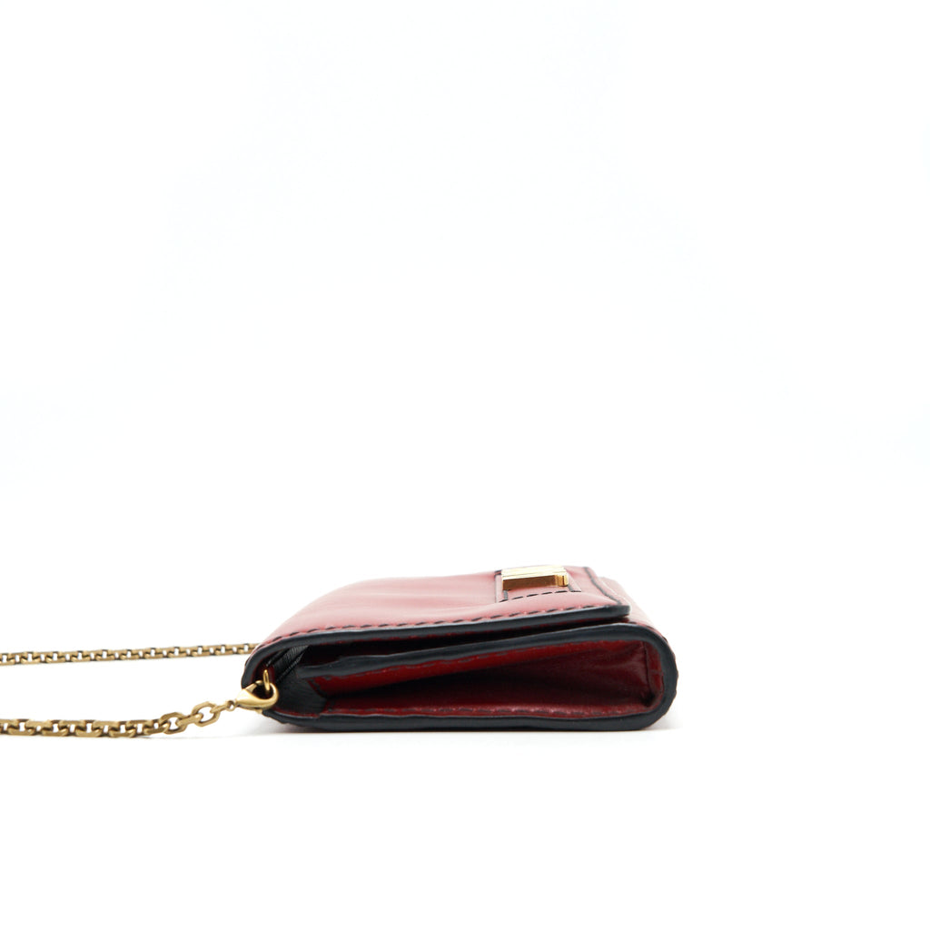 DIOR J'ADIOR SMALL LONG WALLET ON CHAIN RED WITH GHW