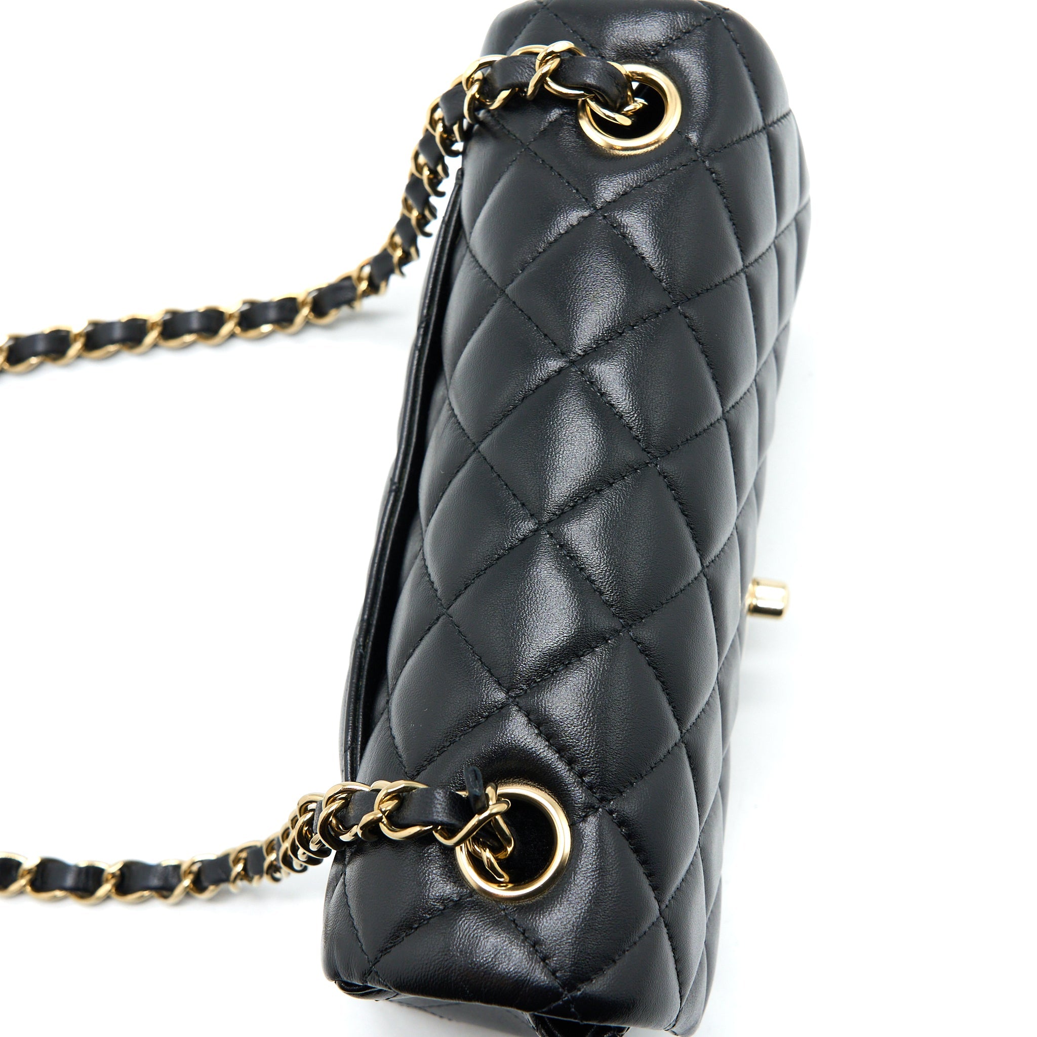 CHANEL CLASSIC MINI RECTANGULAR FLAP BAG LAMBSKIN BLACK LGHW (MICROCHIP)