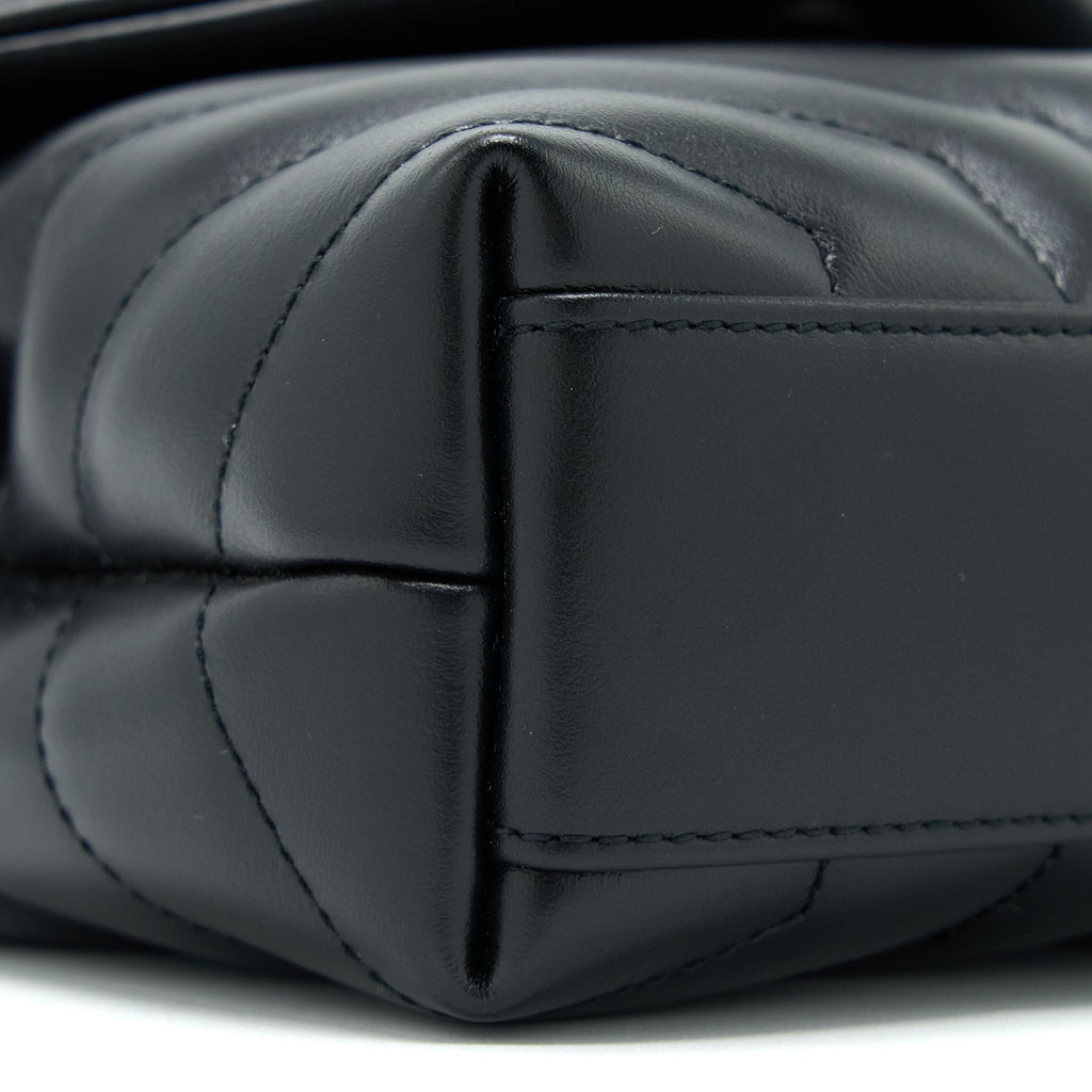 SAINT LAURENT LOULOU TOY STRAP BAG CALFSKIN BLACK WITH BLACK HARDWARE