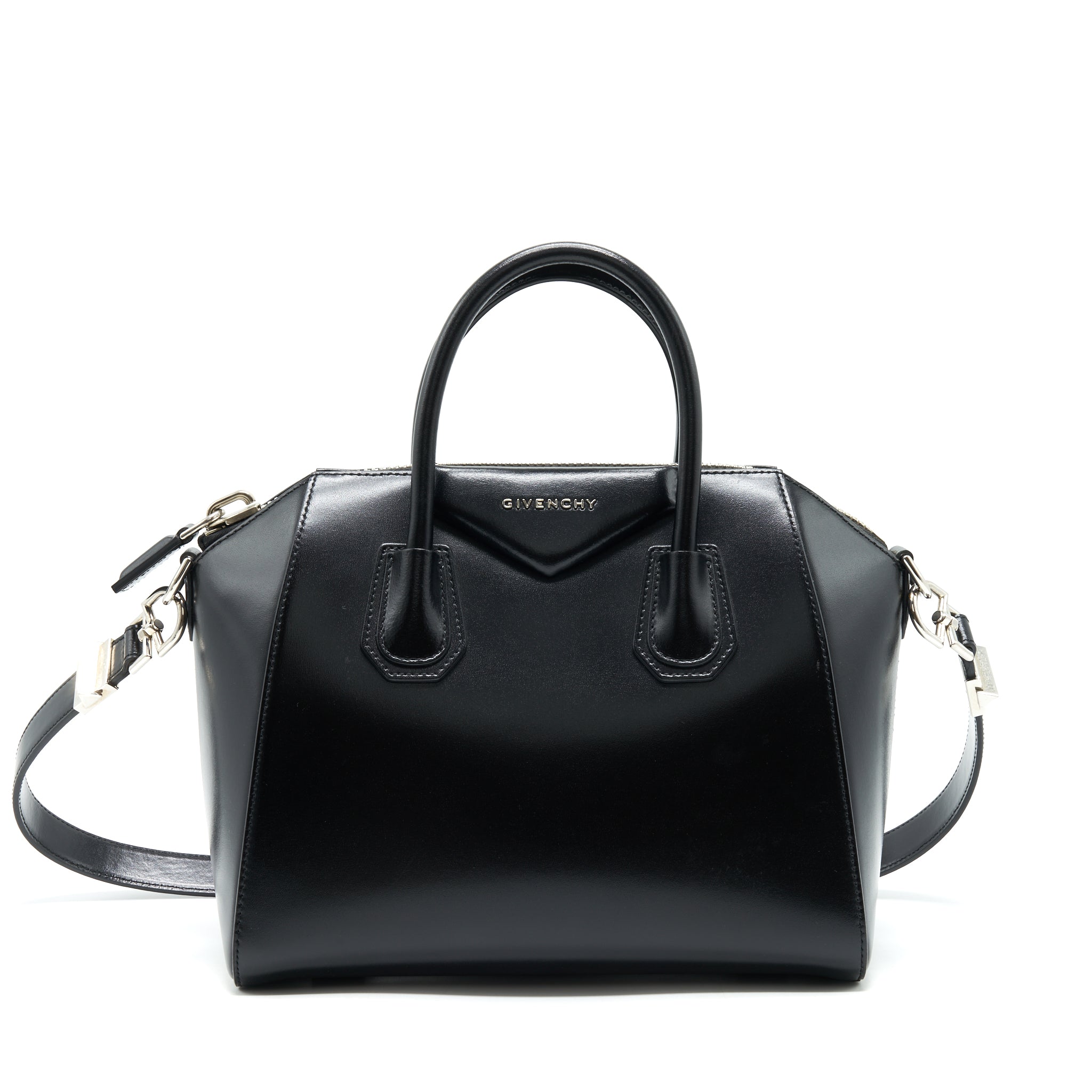 GIVENCHY SMALL ANTIGONA TOTE BAG BOX CALFSKIN BLACK SHW