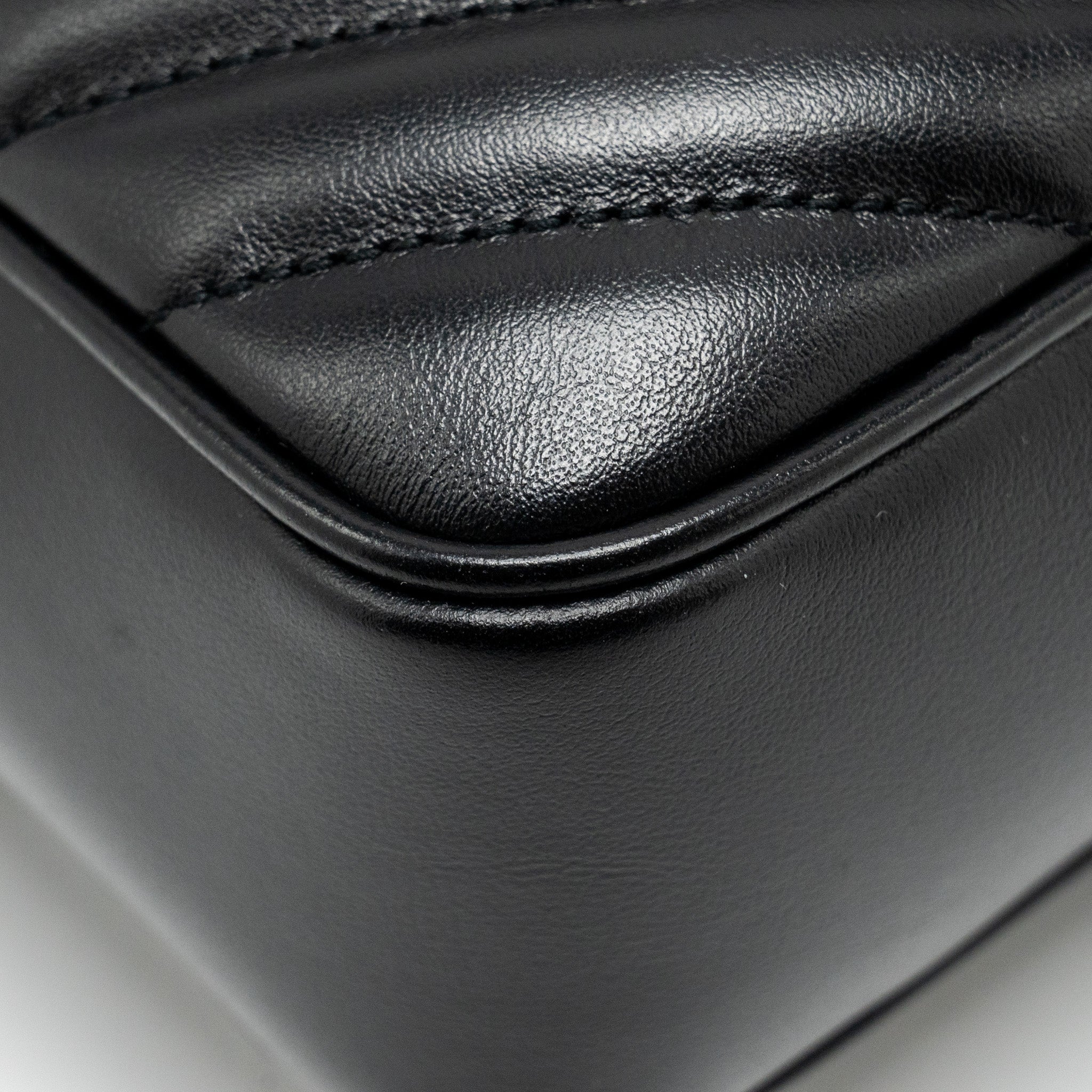 SAINT LAURENT LOU CAMERA BAG CALFSKIN BLACK RUTHENIUM SHW