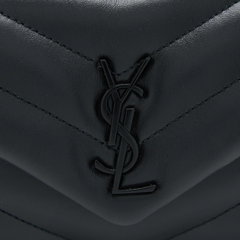 SAINT LAURENT LOULOU TOY STRAP BAG CALFSKIN BLACK WITH BLACK HARDWARE