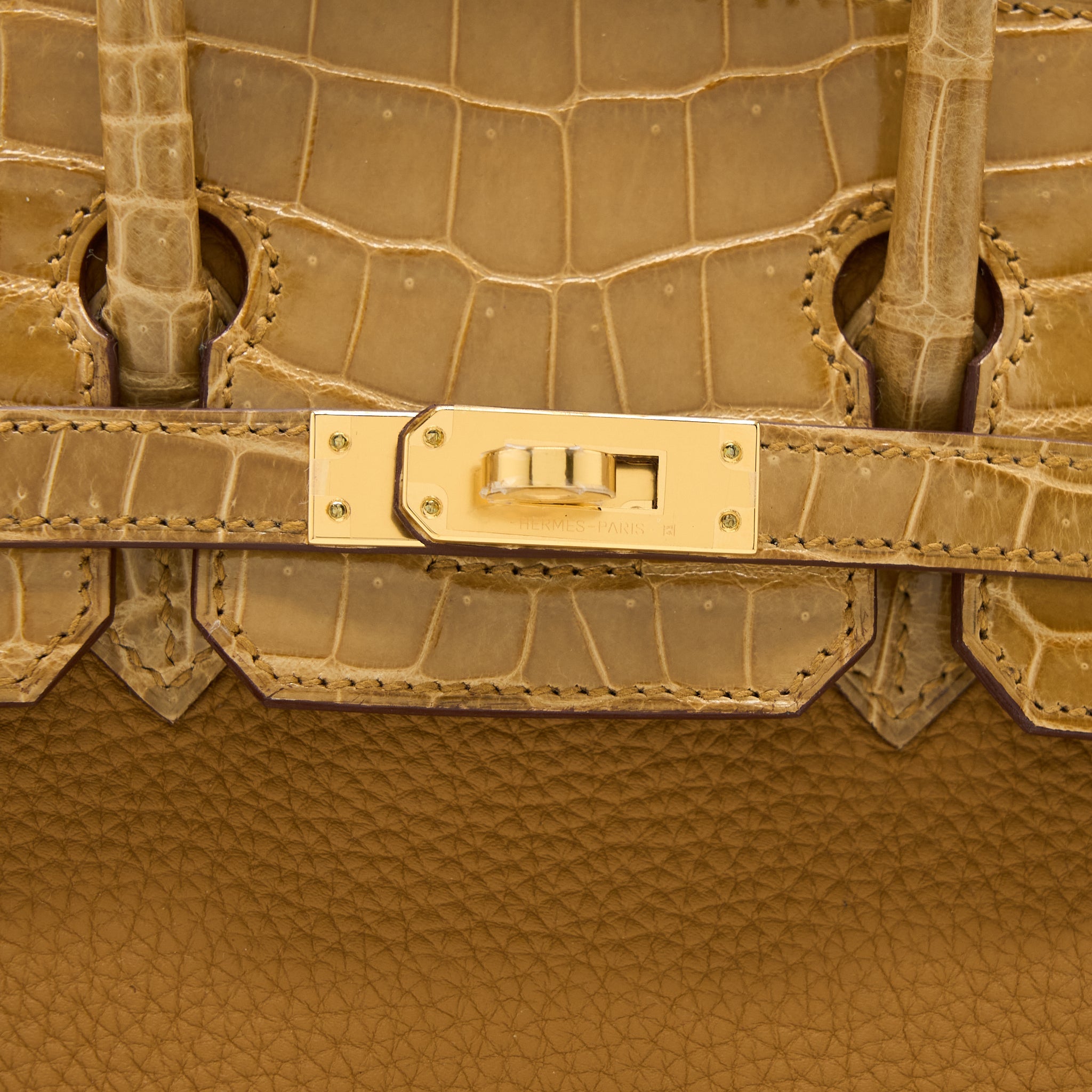 HERMES BIRKIN 25 TOUCH CROCODILE NILOTICUS/TOGO CARAMEL/TABAC CAMEL GHW