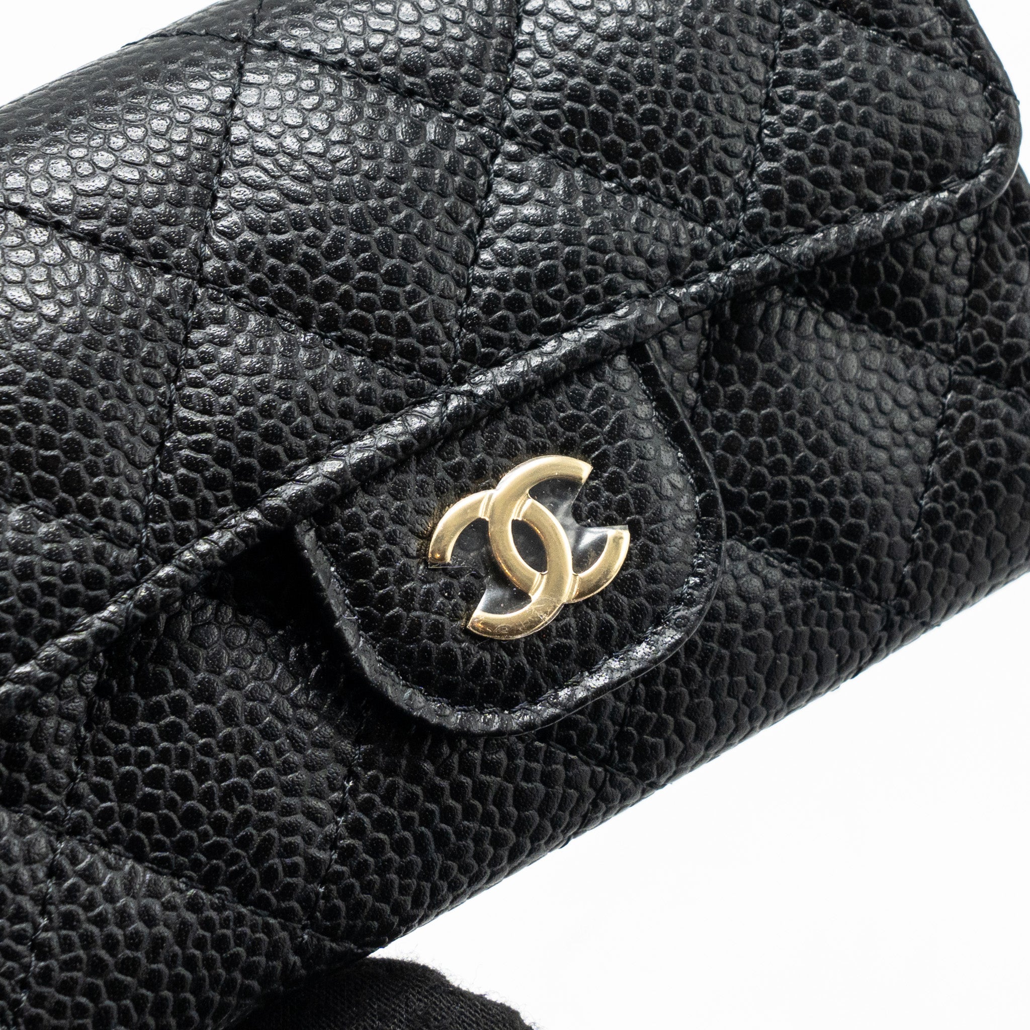 CHANEL CLASSIC FLAP CARD HOLDER CAVIAR BLACK GHW (MICROCHIP)