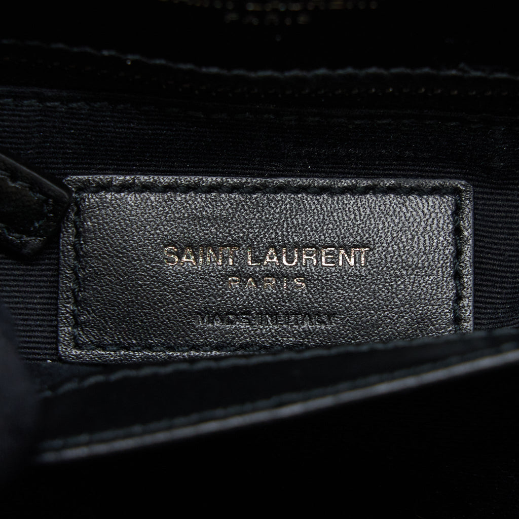 SAINT LAURENT LOULOU TOY STRAP BAG CALFSKIN BLACK WITH BLACK HARDWARE