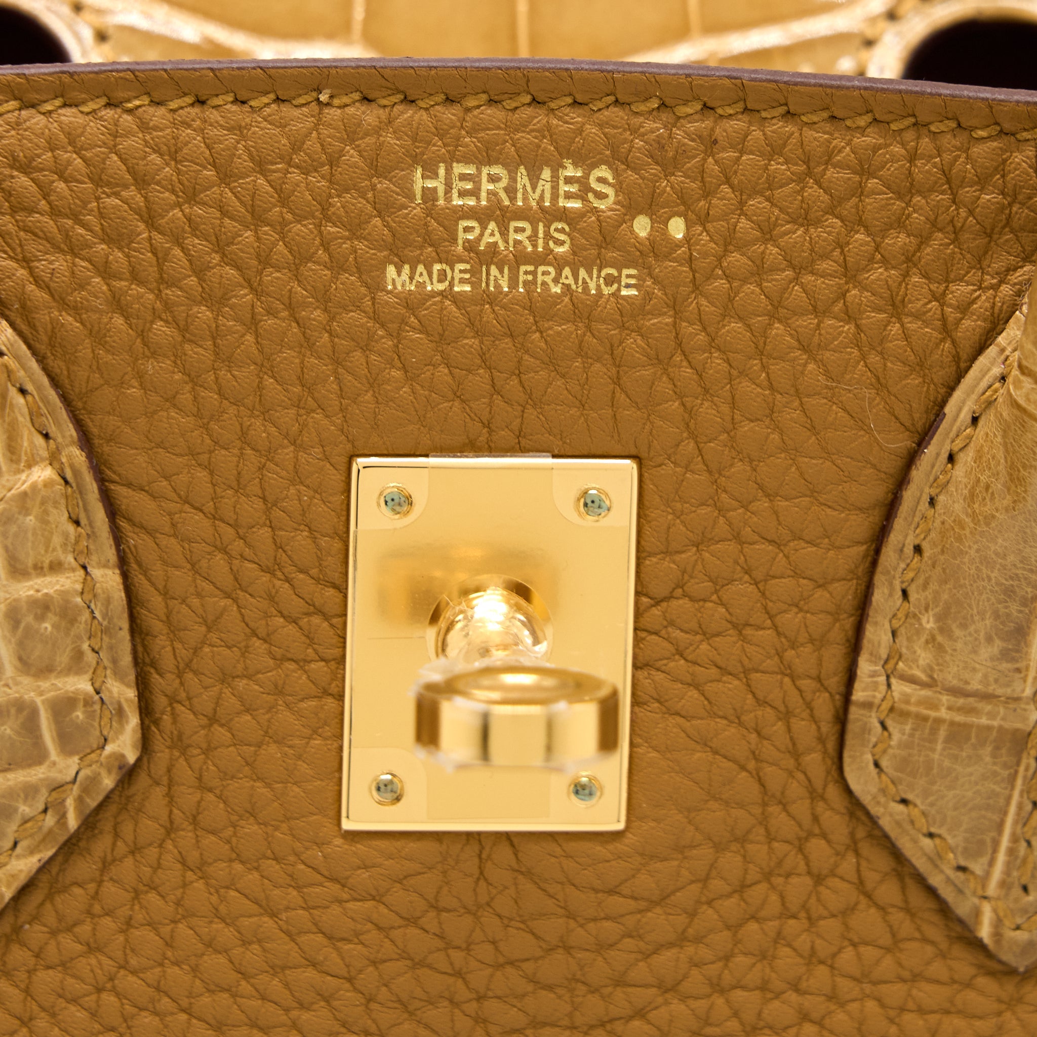 HERMES BIRKIN 25 TOUCH CROCODILE NILOTICUS/TOGO CARAMEL/TABAC CAMEL GHW