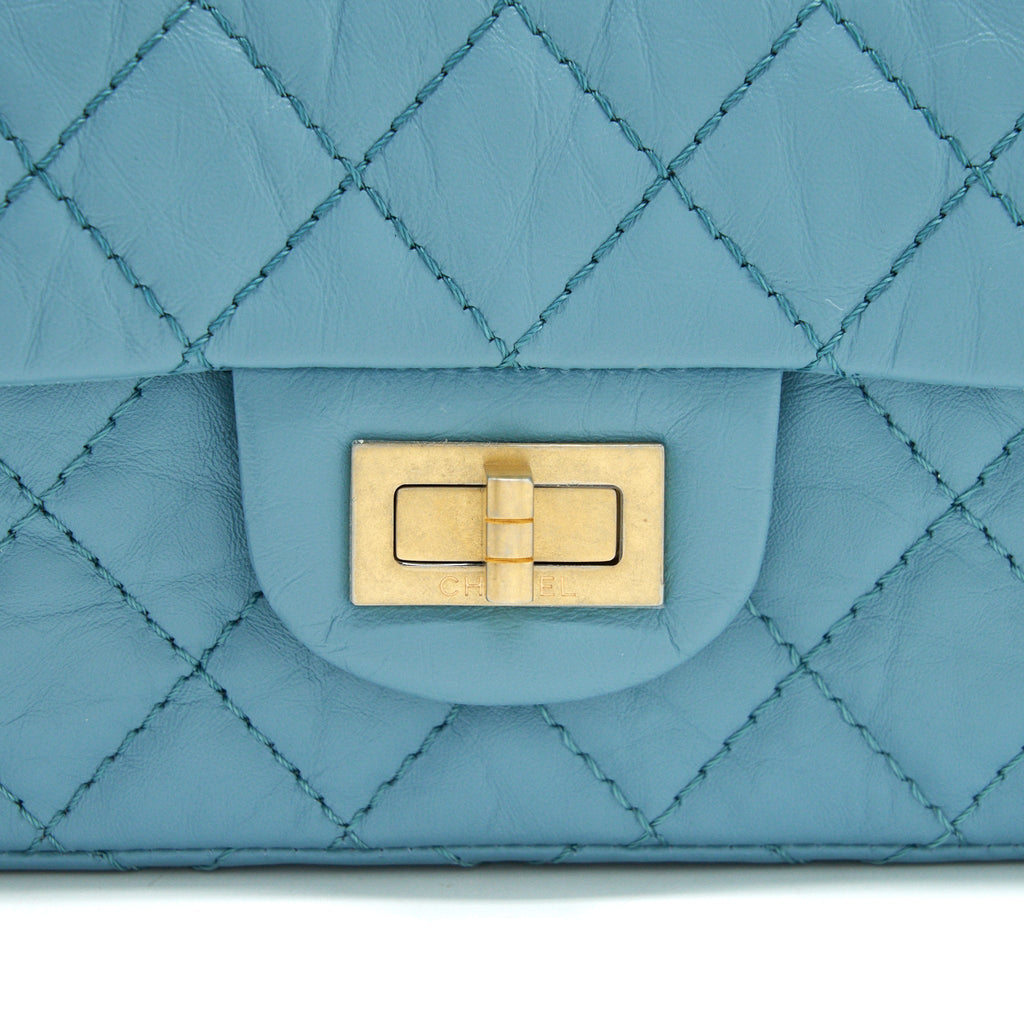 CHANEL MINI 2.55 REISSUE FLAP BAG LIGHT BLUE CALFSKIN GHW