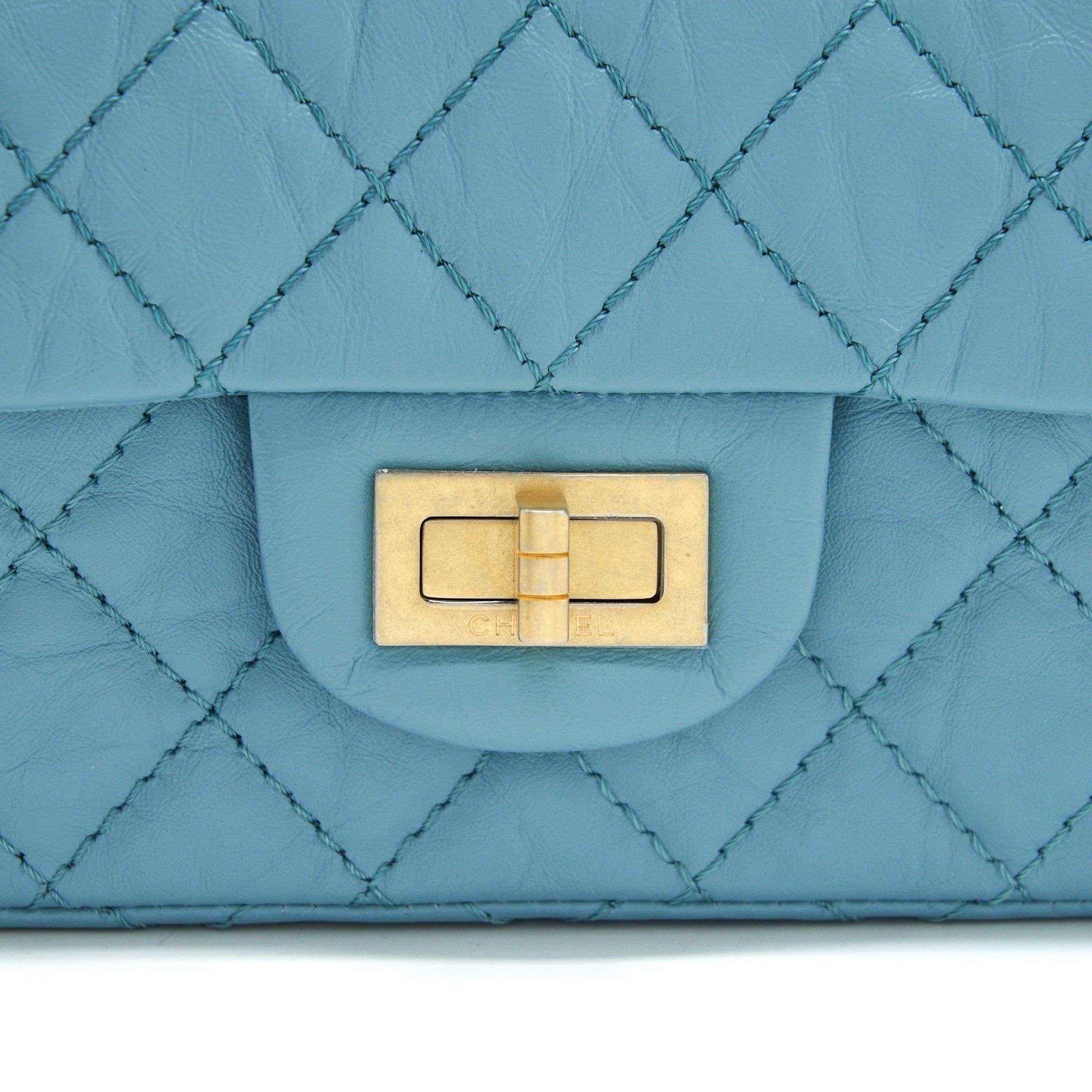 CHANEL MINI 2.55 REISSUE FLAP BAG LIGHT BLUE CALFSKIN GHW