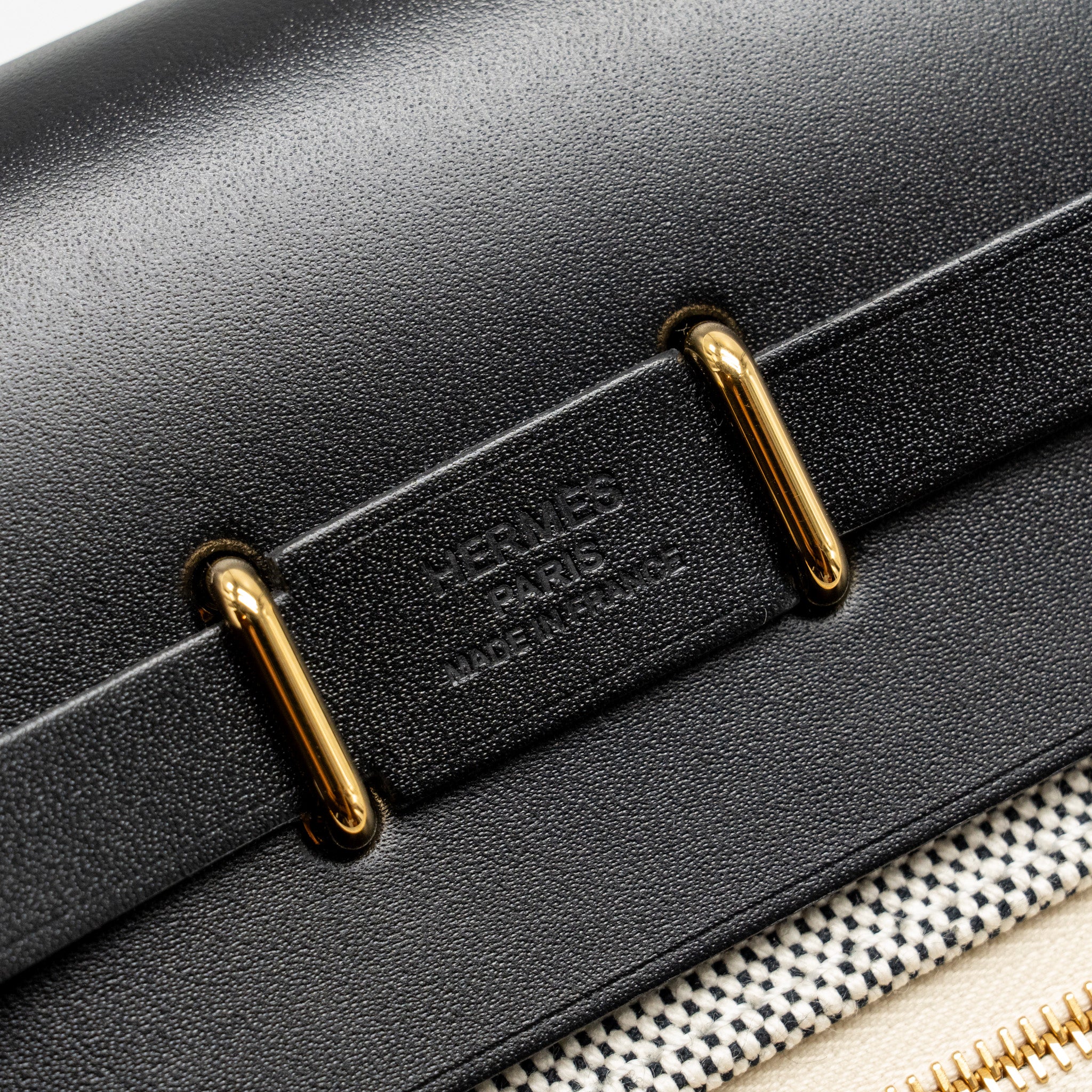 HERMES HERBAG MINI CANVAS/COWHIDE BLACK ECRU GHW