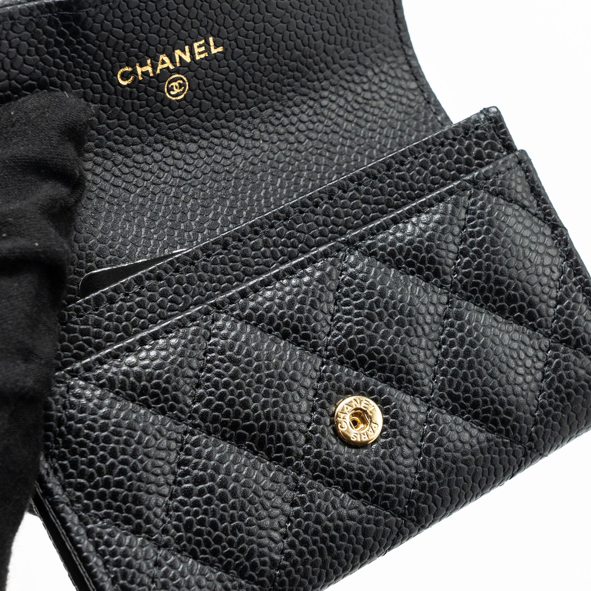 CHANEL CLASSIC FLAP CARD HOLDER CAVIAR BLACK GHW (MICROCHIP)