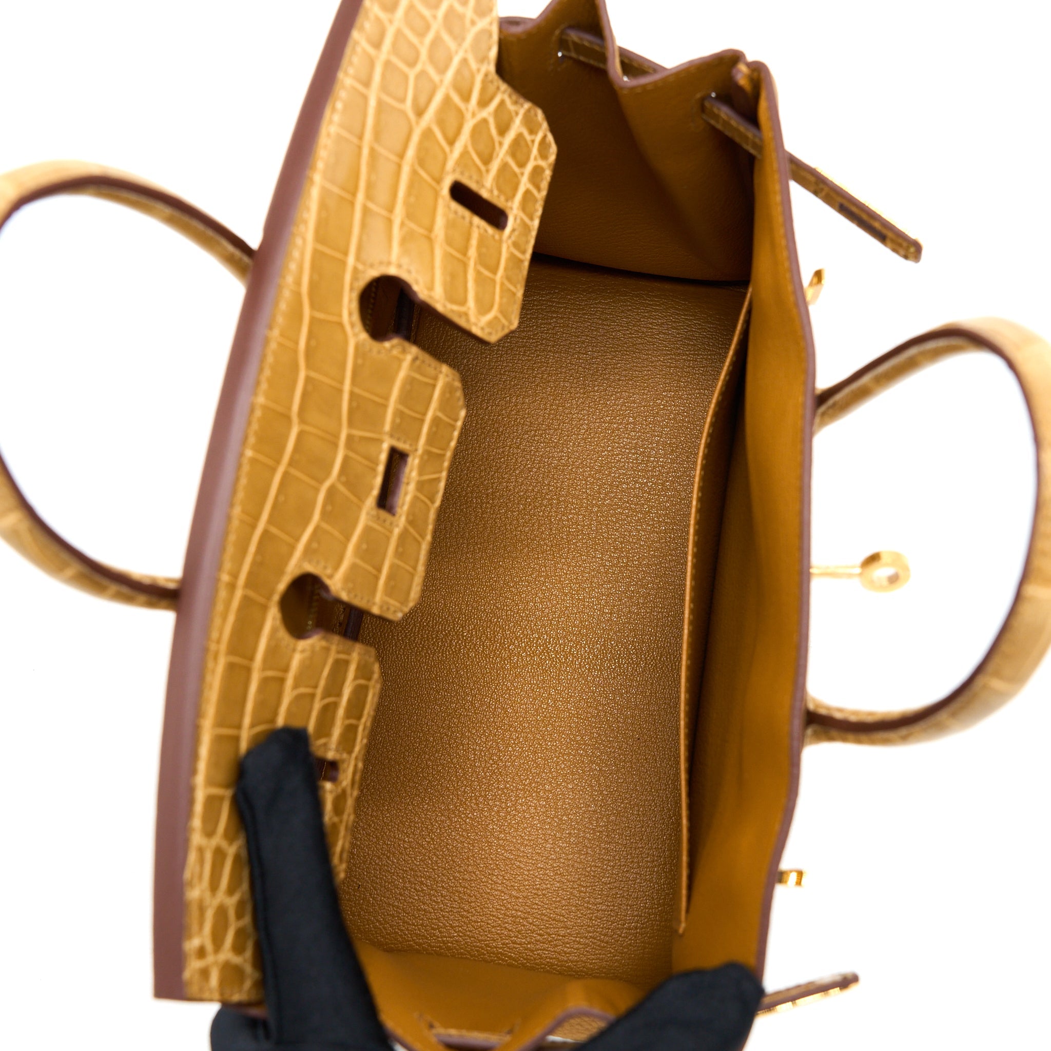 HERMES BIRKIN 25 TOUCH CROCODILE NILOTICUS/TOGO CARAMEL/TABAC CAMEL GHW