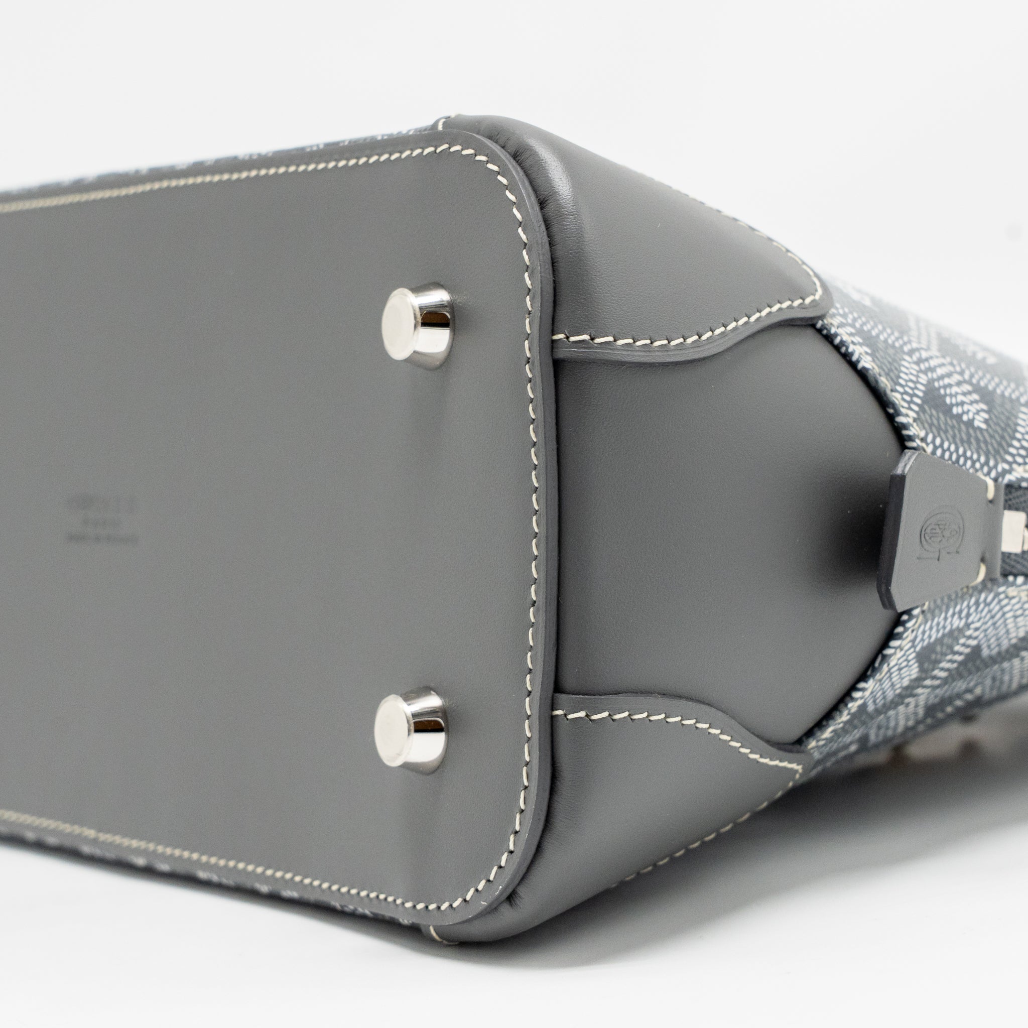 GOYARD VENDOME MINI BAG GOYARDINE CANVAS/CHEVROCHES CALFSKIN GREY SHW