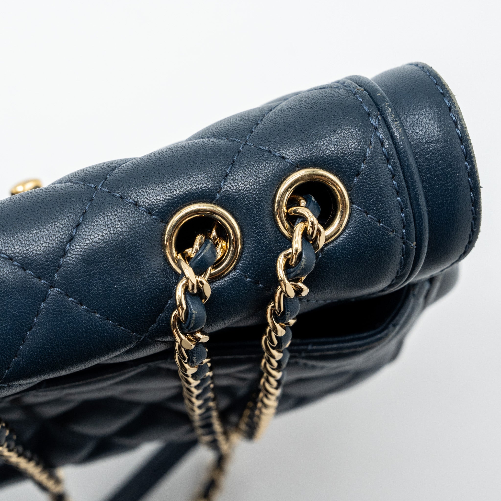 CHANEL QUILTED FLAP CROSSBODY BAG LAMBSKIN DARK BLUE LGHW