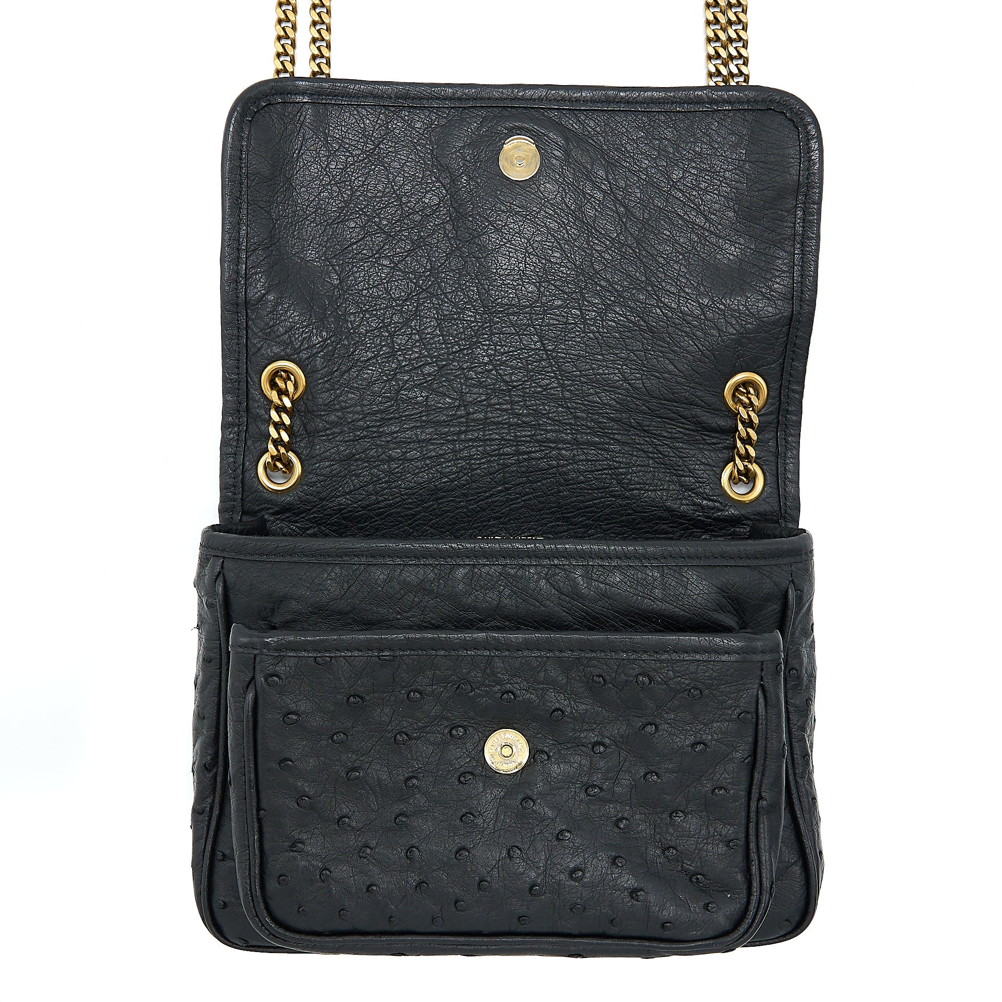 SAINT LAURENT NIKI BABY OSTRICH BLACK GHW