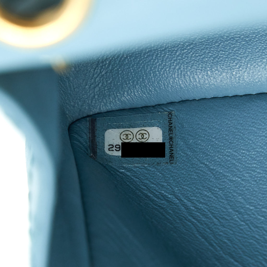 CHANEL MINI 2.55 REISSUE FLAP BAG LIGHT BLUE CALFSKIN GHW