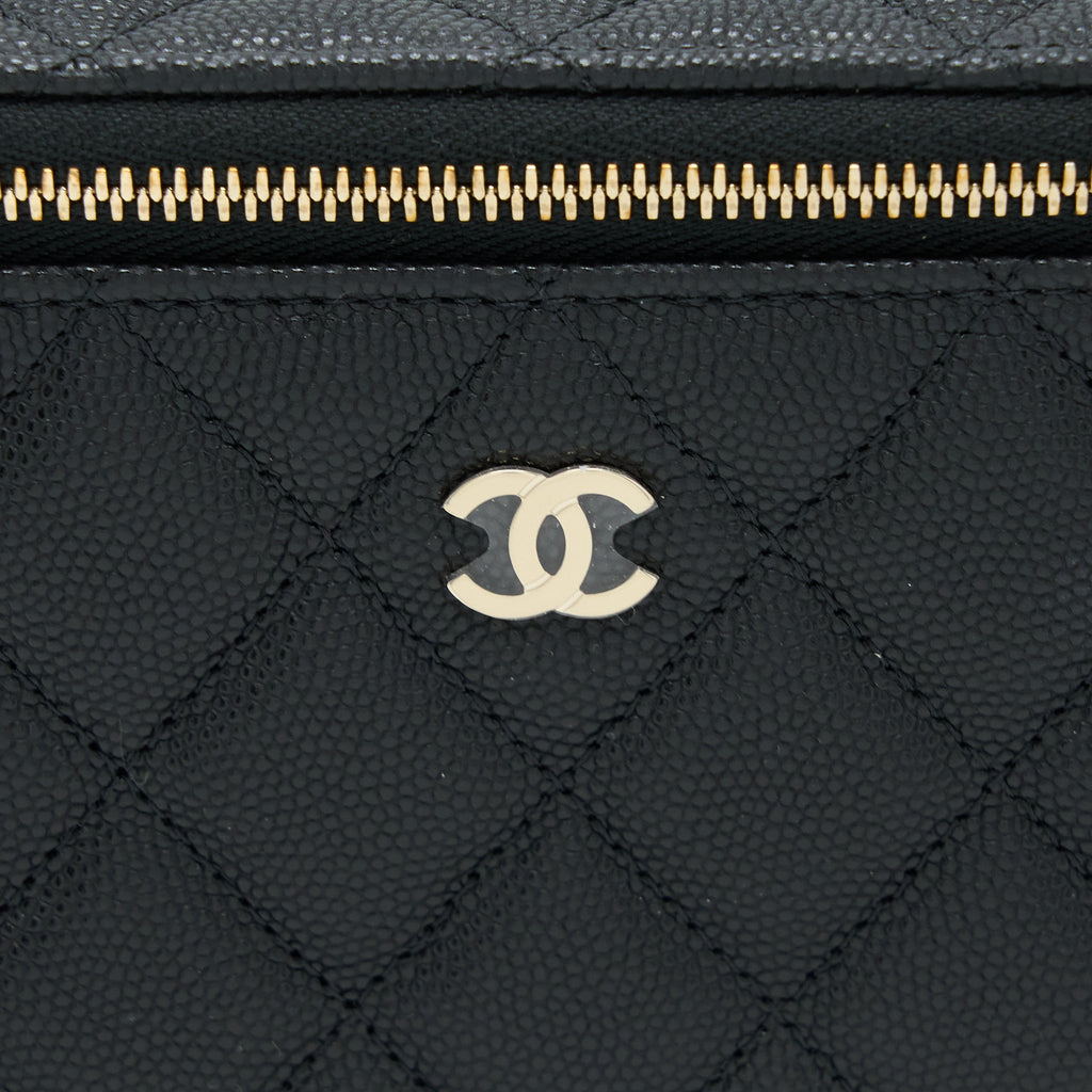 CHANEL LONG VANITY CASE CAVIAR BLACK LGHW (MICROCHIP)