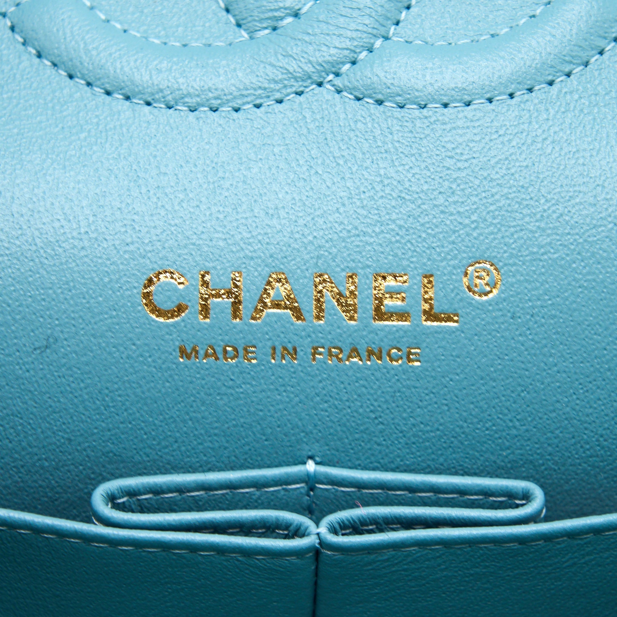 CHANEL TWEED MEDIUM CLASSIC DOUBLE FLAP BAG LIGHT BLUE LGHW