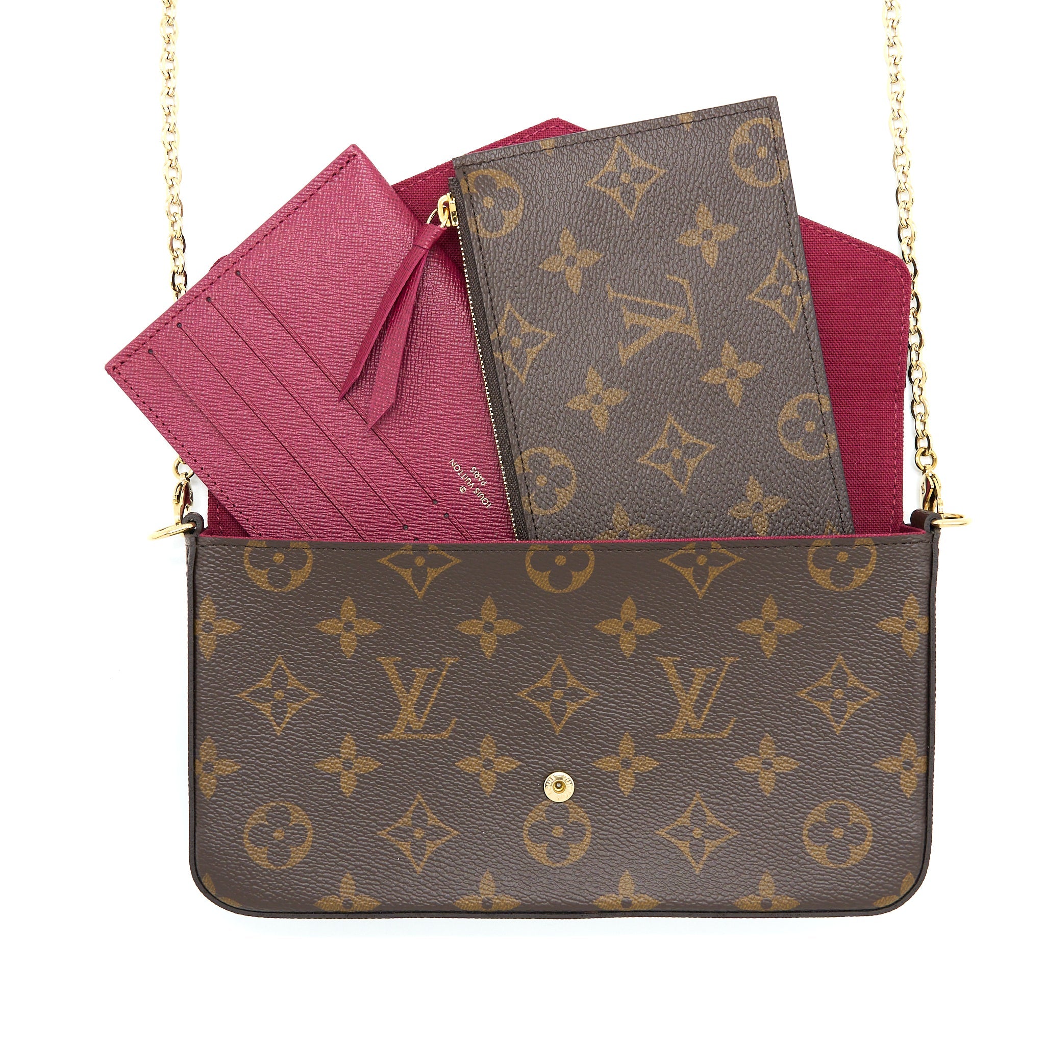 LOUIS VUITTON FELICIE POCHETTE MONOGRAM CANVAS RED GHW