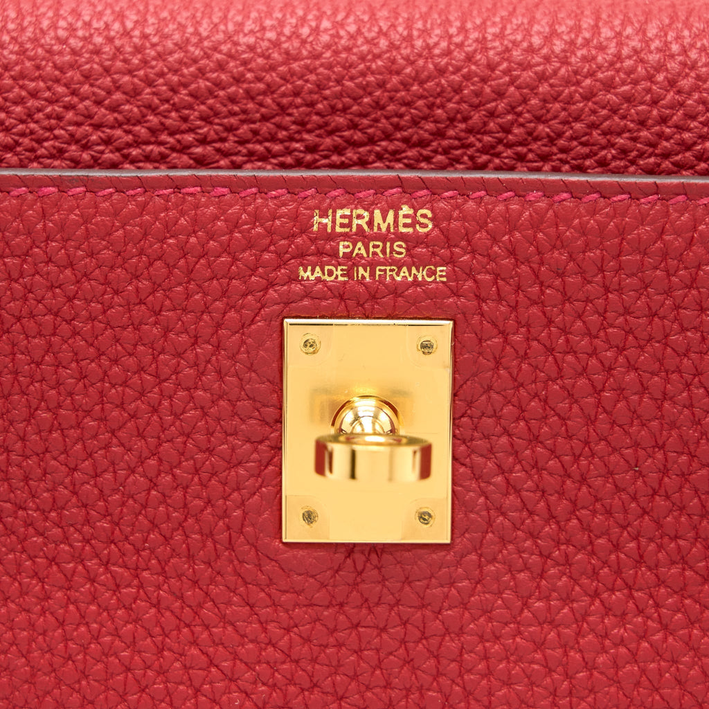 HERMES KELLY 25 TOGO Q5 ROUGE CASAQUE GHW