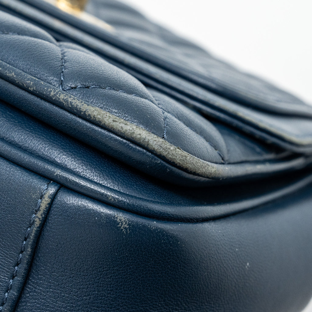 CHANEL QUILTED FLAP CROSSBODY BAG LAMBSKIN DARK BLUE LGHW