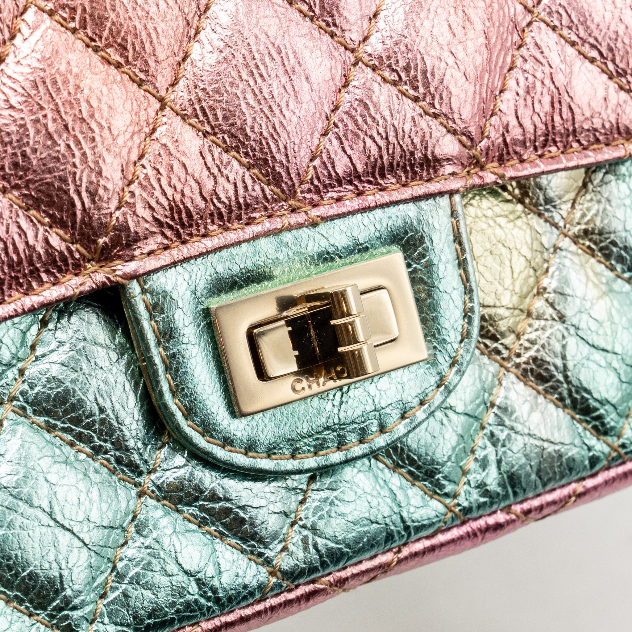 CHANEL 20A MINI 2.55 REISSUE FLAP BAG GOATSKIN LEATHER RAINBOW MULTICOLOR OMBRÉ LGHW