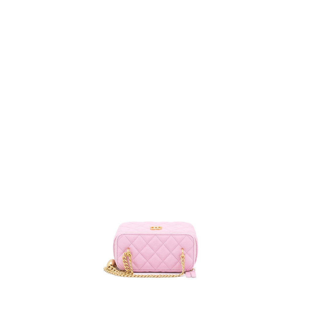 CHANEL 23P COCO LOVE LONG VANITY WITH CHAIN CAVIAR PINK GHW (MICROCHIP)