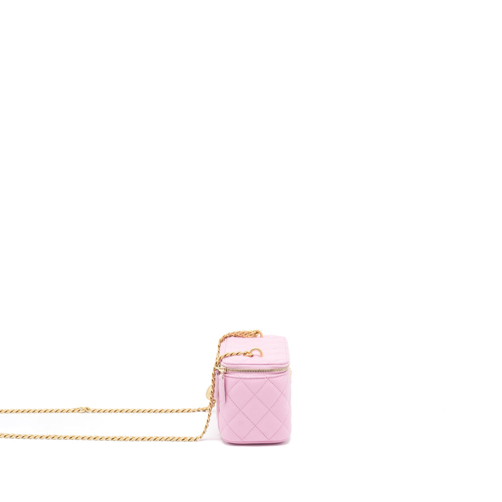CHANEL 23P COCO LOVE LONG VANITY WITH CHAIN CAVIAR PINK GHW (MICROCHIP)