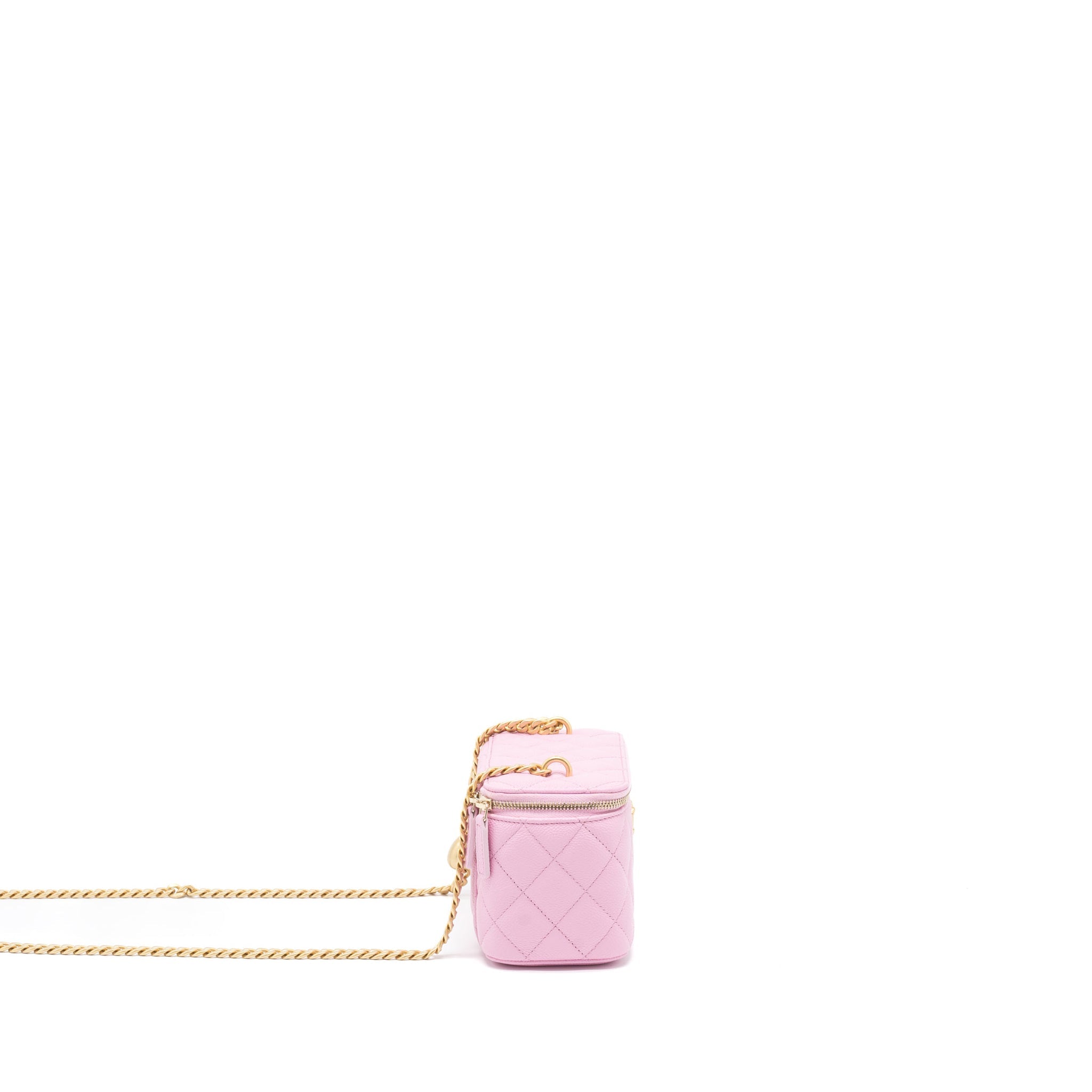CHANEL 23P COCO LOVE LONG VANITY WITH CHAIN CAVIAR PINK GHW (MICROCHIP)