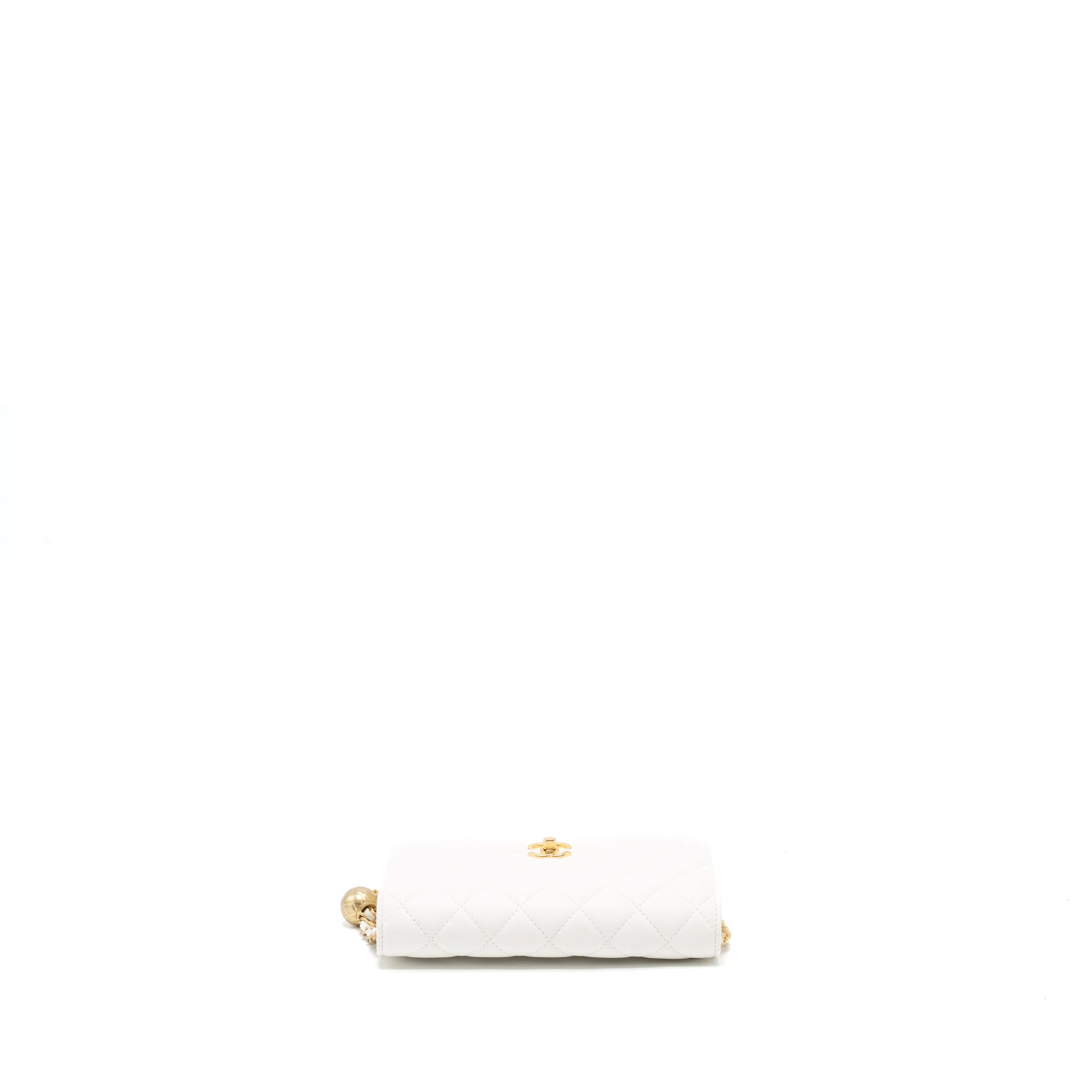 CHANEL PEARL CRUSH WALLET ON CHAIN LAMBSKIN WHITE GHW (MICROCHIP)