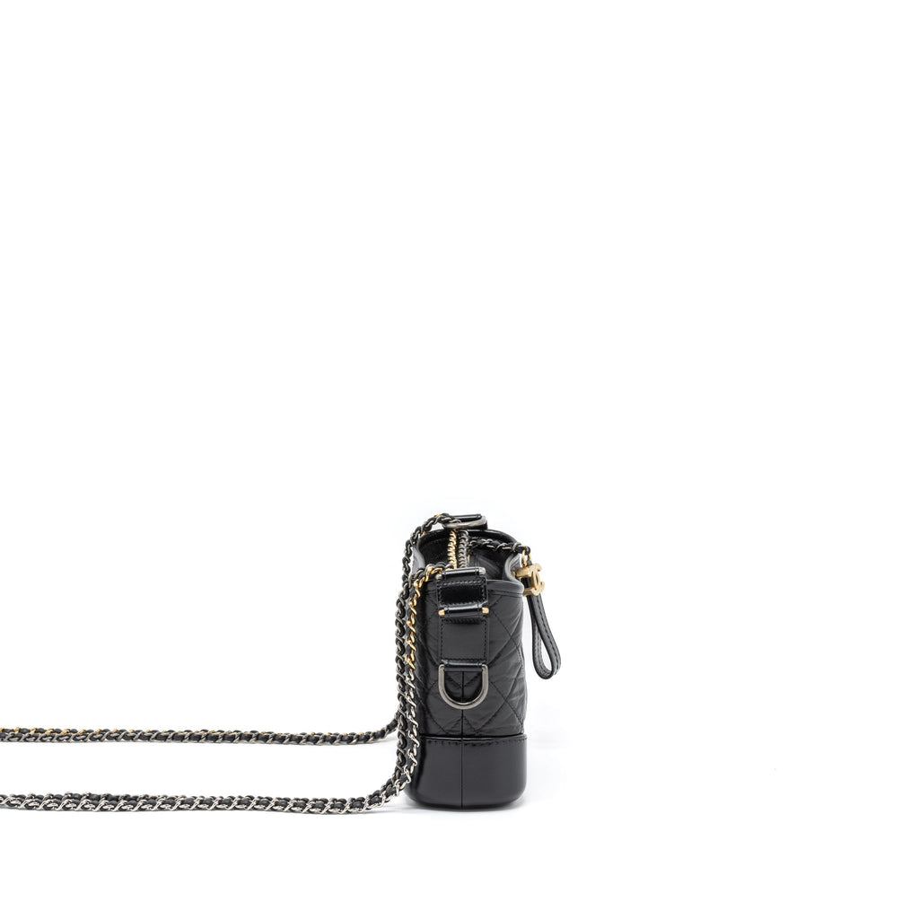 CHANEL SMALL GABRIELLE HOBO BAG AGED CALFSKIN BLACK MULTICOLOUR HARDWARE