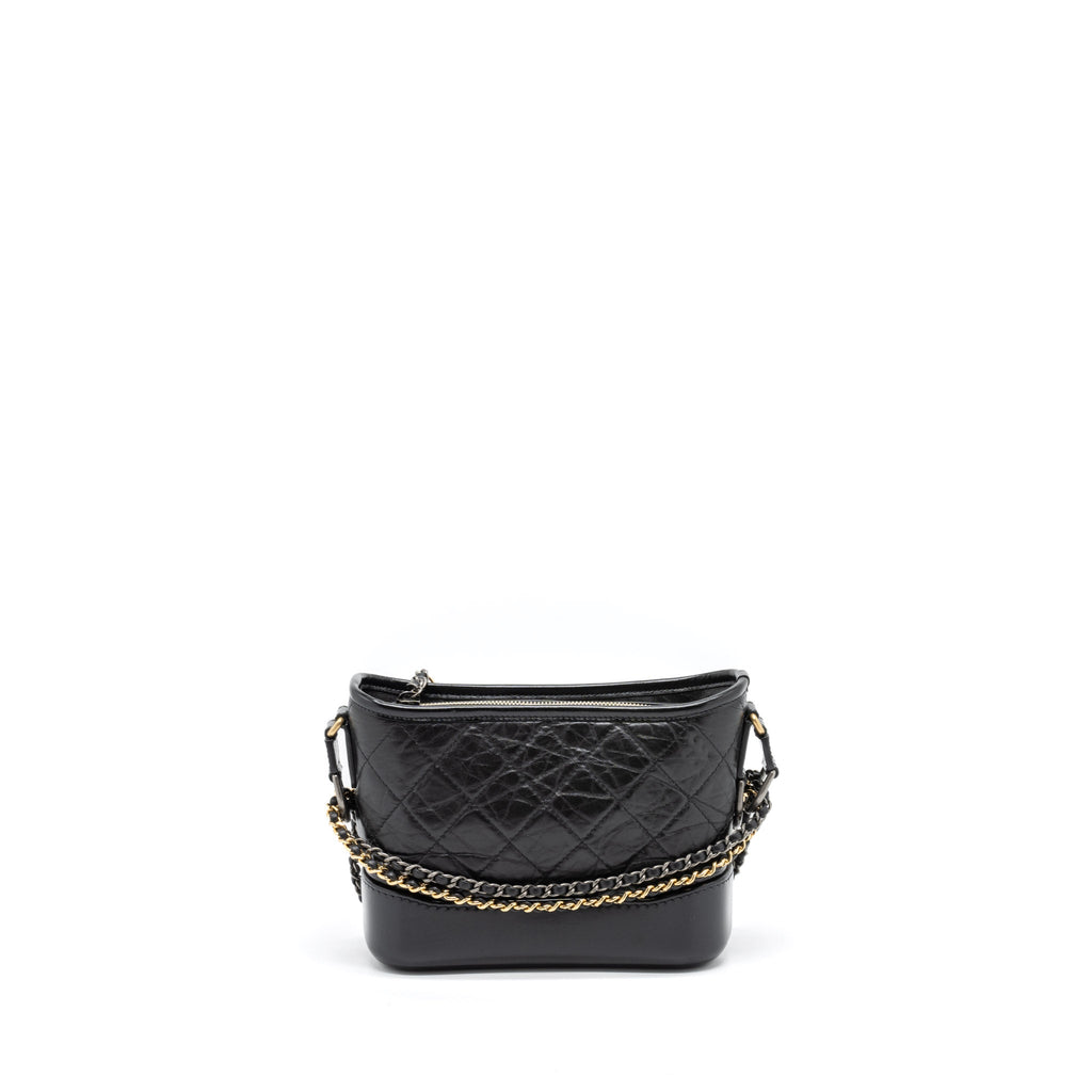 CHANEL SMALL GABRIELLE HOBO BAG AGED CALFSKIN BLACK MULTICOLOUR HARDWARE
