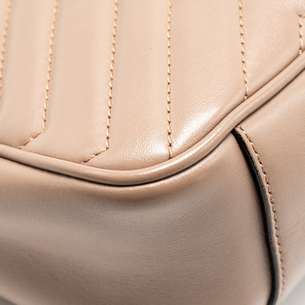 GUCCI SMALL GG MARMONT SHOULDER BAG CALFSKIN BEIGE GHW