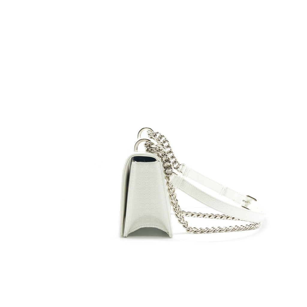 CHRISTIAN DIOR SMALL CANNAGE DIORAMA PATENT LEATHER IN WHITE SHW