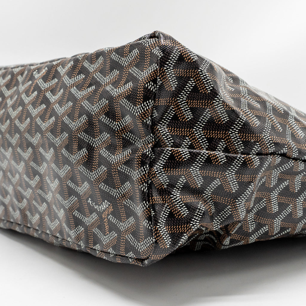 GOYARD SAINT LOUIS PM GOYARDINE CANVAS/CHEVROCHES CALFSKIN BLACK/TAN SHW