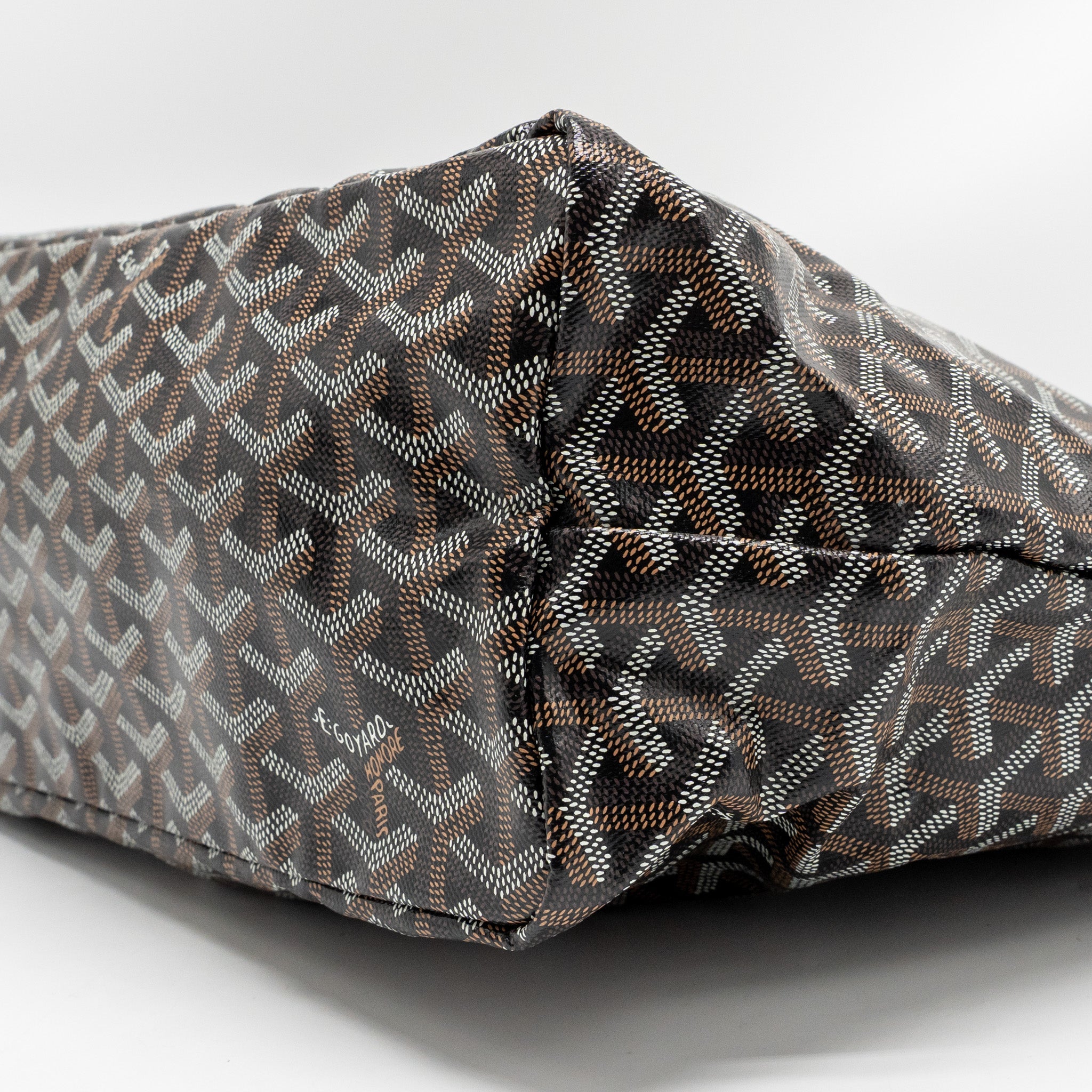 GOYARD SAINT LOUIS PM GOYARDINE CANVAS/CHEVROCHES CALFSKIN BLACK/TAN SHW